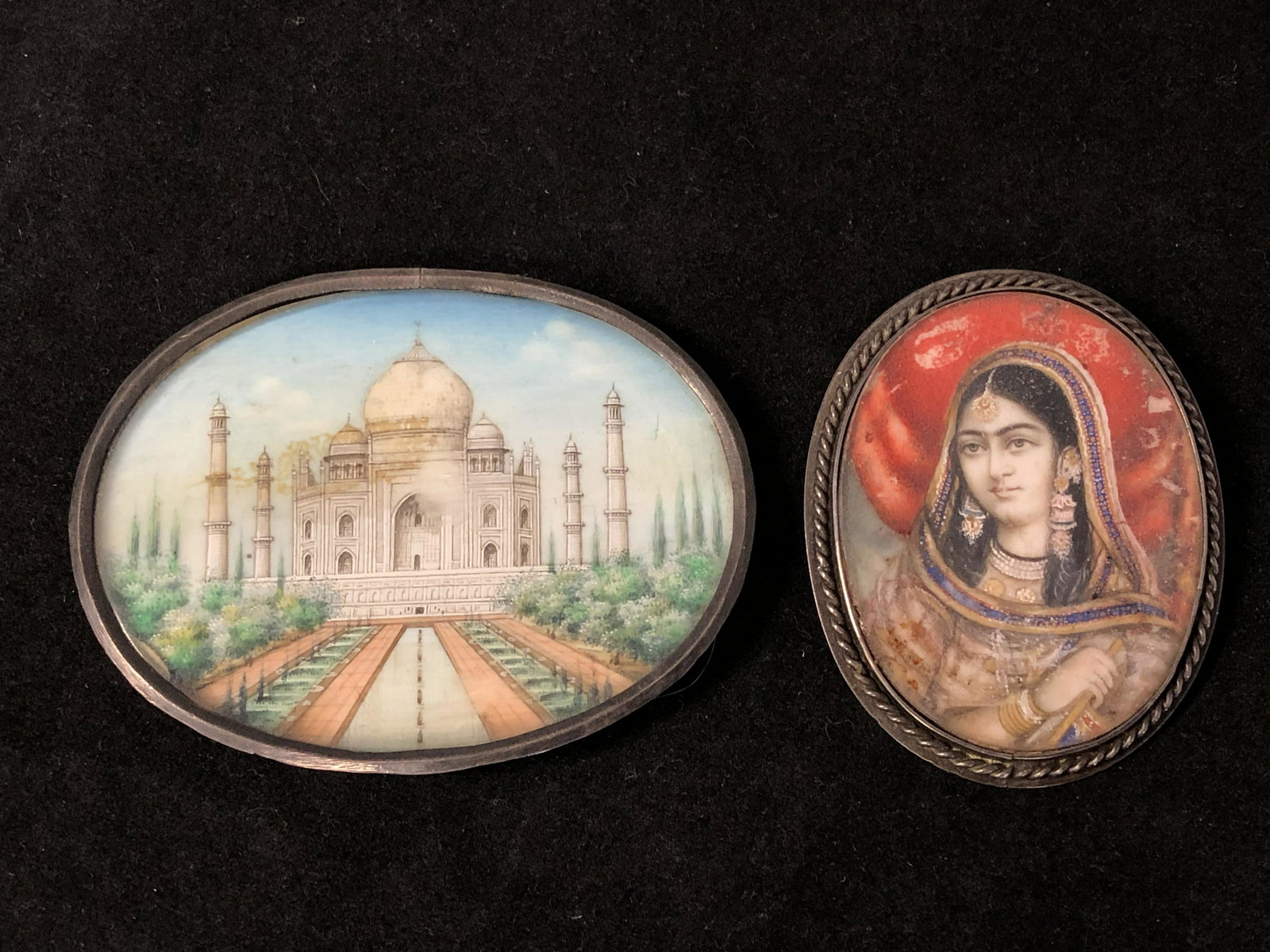 (2)Antique Mughul Paintings on Porcelain - Miniature (1 of 5)