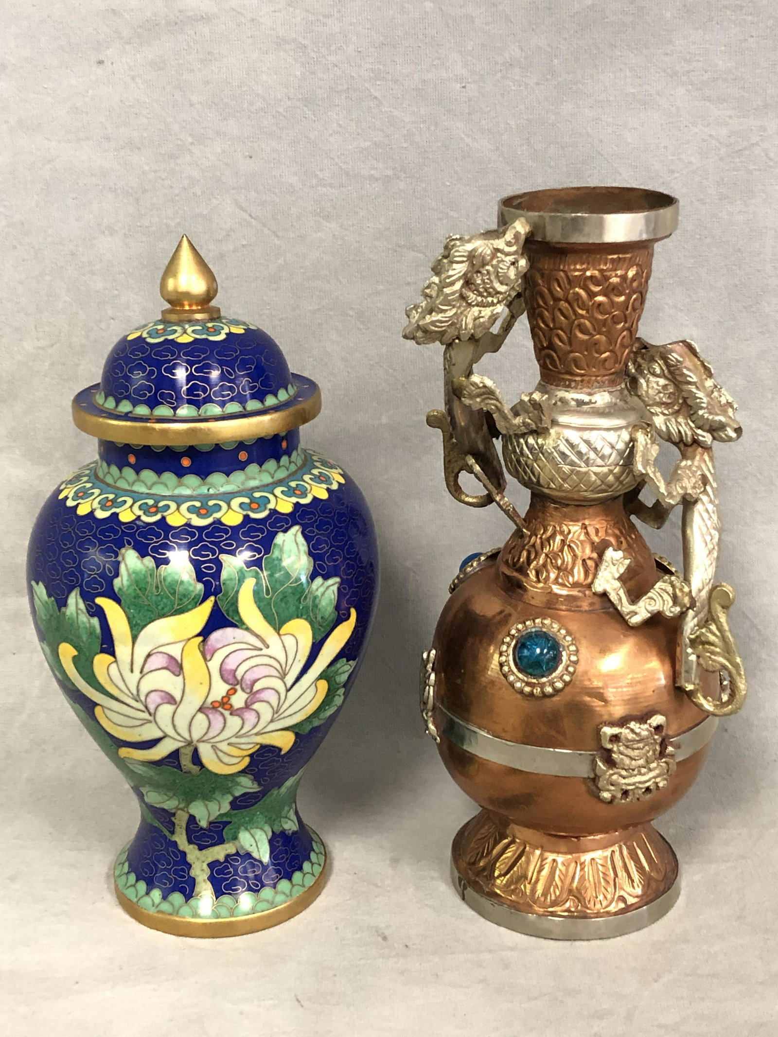 Asian Cloisanne Vase, Copper / Metal Vase - Copper / (1 of 9)