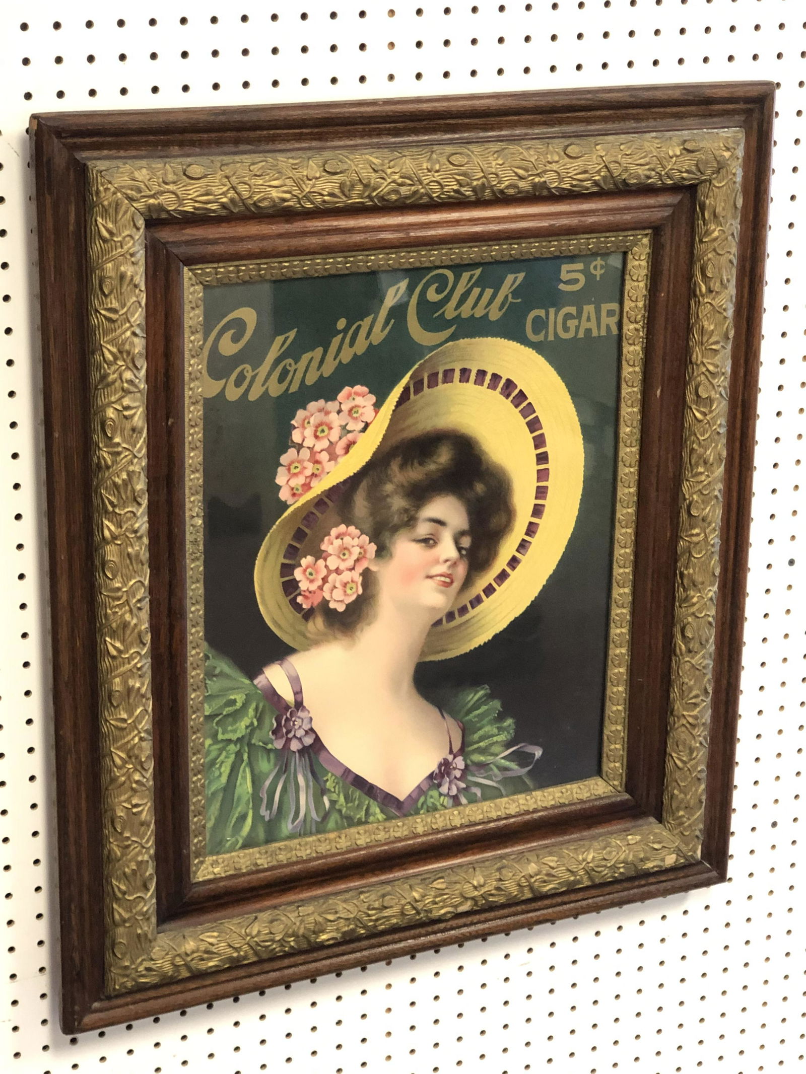 Atq Colonial Club Cigar Lithograph, Period Frame - Wood (1 of 6)