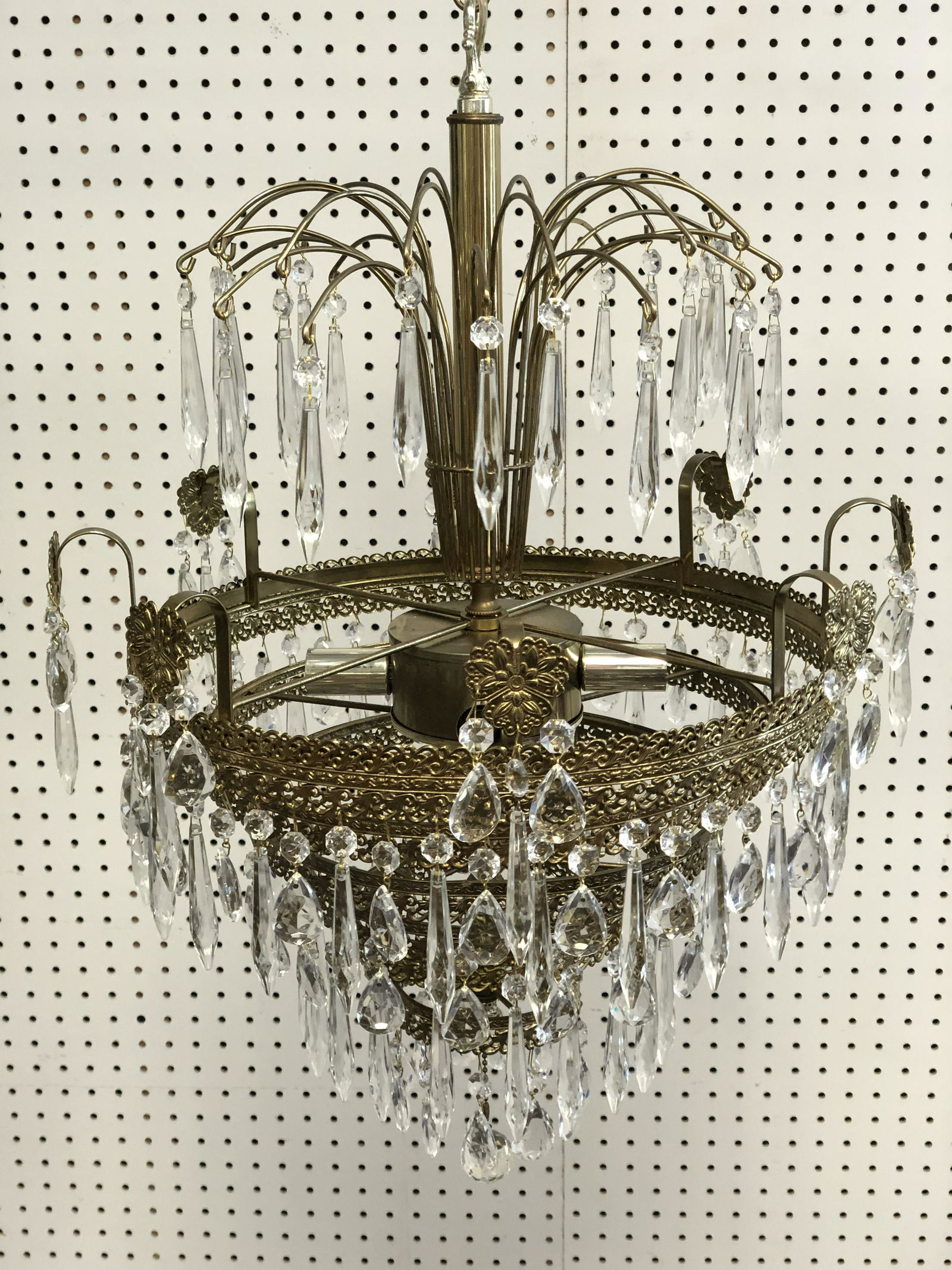MCM Tiered Fountain Chandelier w/ Prisms - 140+ Prisms (1 of 5)