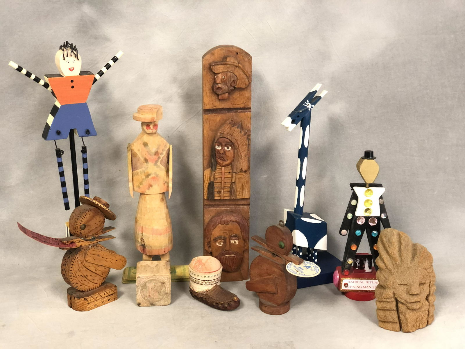 Asst Primitives & Folk Art Figures - Moccasin Pin (1 of 9)