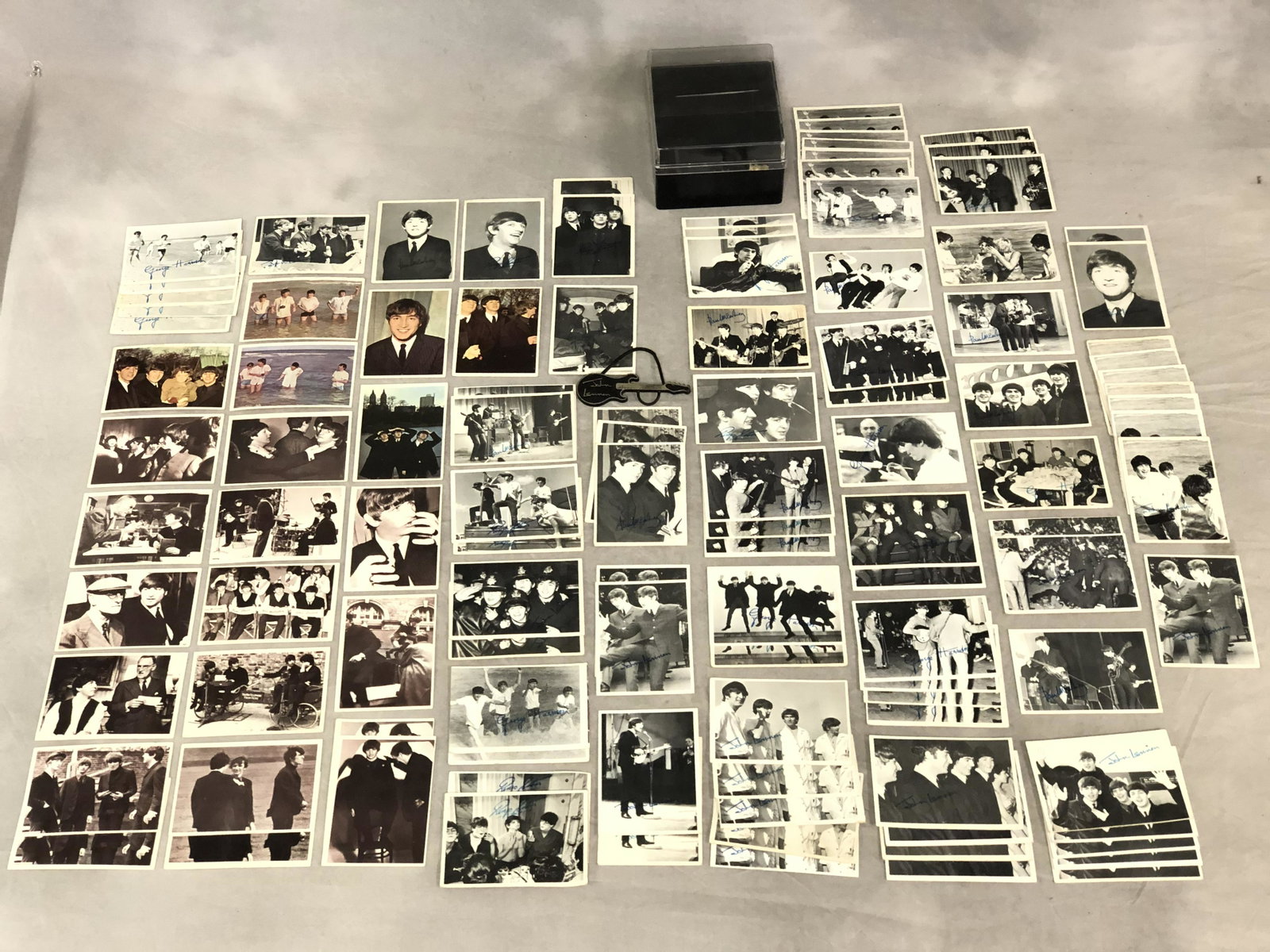 100+ Asst 1960s Beatles Trading Cards, Guitar Pin - 1-3: 100+ Asst 1960s Beatles Trading Cards, Guitar Pin - 1-3 Series Trading Cards, Beatles Movie 'A Hards Day's Night' , Beatles Color Cards, J.Lennon Pin