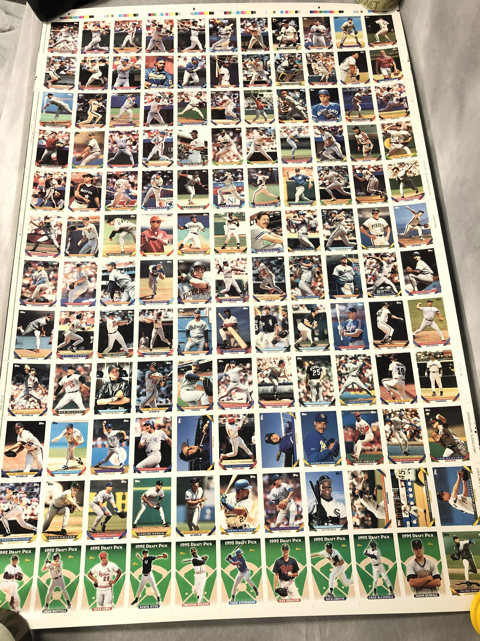 (7)1993 Topps Baseball Uncut Sheets - Series 1 & 2,: (7)1993 Topps Baseball Uncut Sheets - Series 1 & 2, Derek Jeter, W.Clark, R.Clemens, T.Gwynn, C.Ripken Jr., K.Griffey Jr. & More