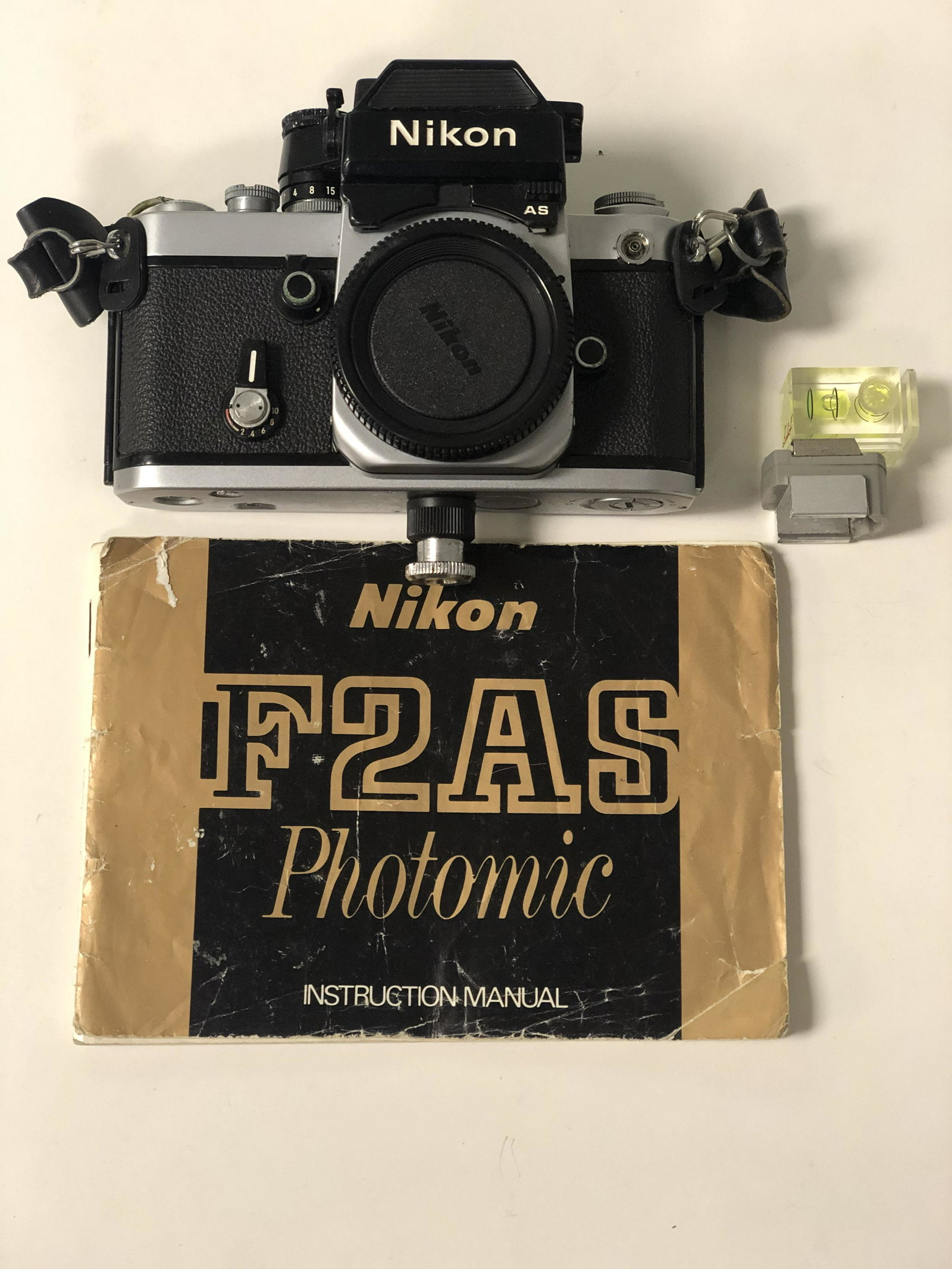 Nikon F2-AS Photomic Camera, Linhof Level - Has Manual,: Nikon F2-AS Photomic Camera, Linhof Level - Has Manual, Comes From Estate of Photographer