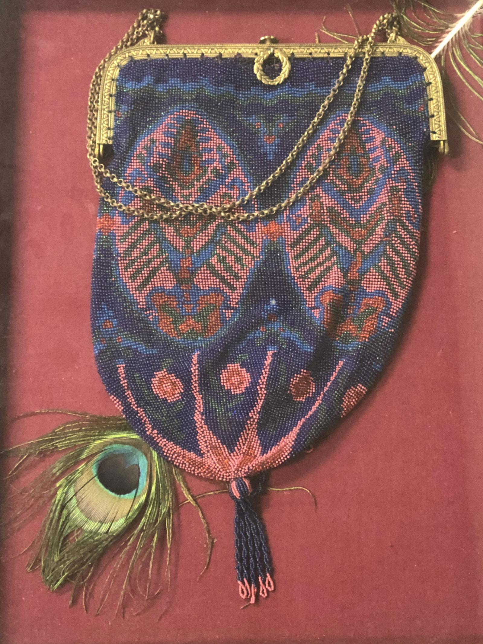 Antique Framed Beaded Purse, Framed 13.25'' x 16.25'': Antique Framed Beaded Purse, Framed 13.25'' x 16.25''