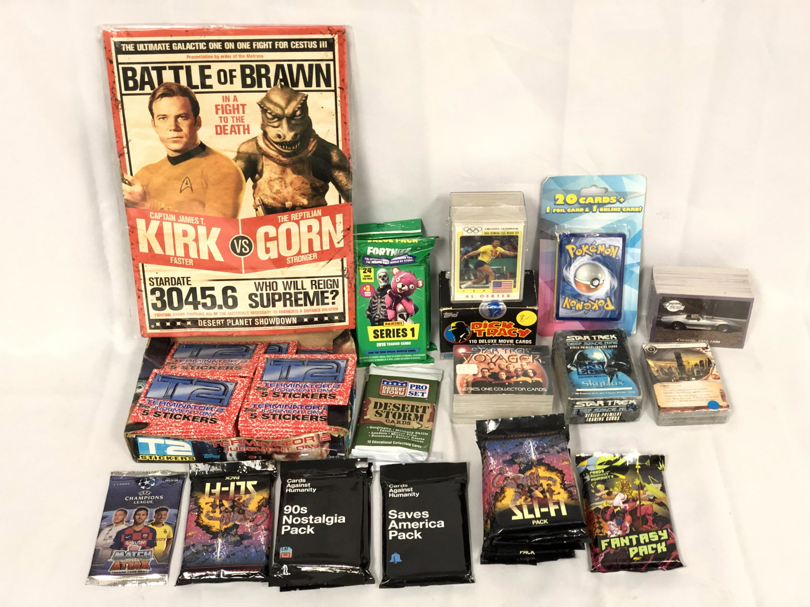 Asst Sealed Trading Cards, Fortnite, Dick Tracy,More -: Asst Sealed Trading Cards, Fortnite, Dick Tracy,More - Pokemon, Terminator 2 Sticker Cards, Desert Storm, Star Trek, Dream Machine Cars & More