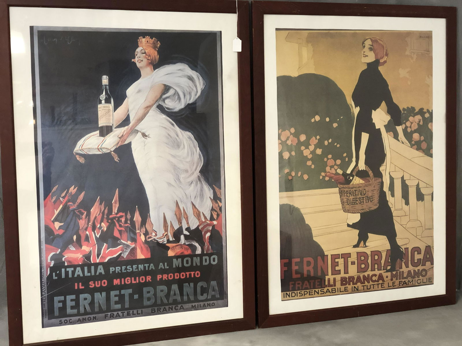 (2)'Fernet Branca' Advertising Posters - Both Framed,: (2)'Fernet Branca' Advertising Posters - Both Framed, 30'' x 42'' , Sight 22.5'' x 35''