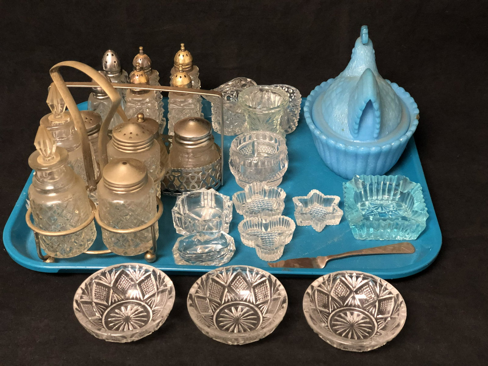 Vintage Asst Salts, Master Salts & Shakers - Toothpick: Vintage Asst Salts, Master Salts & Shakers - Toothpick Holders, Covered Hen Dish & More