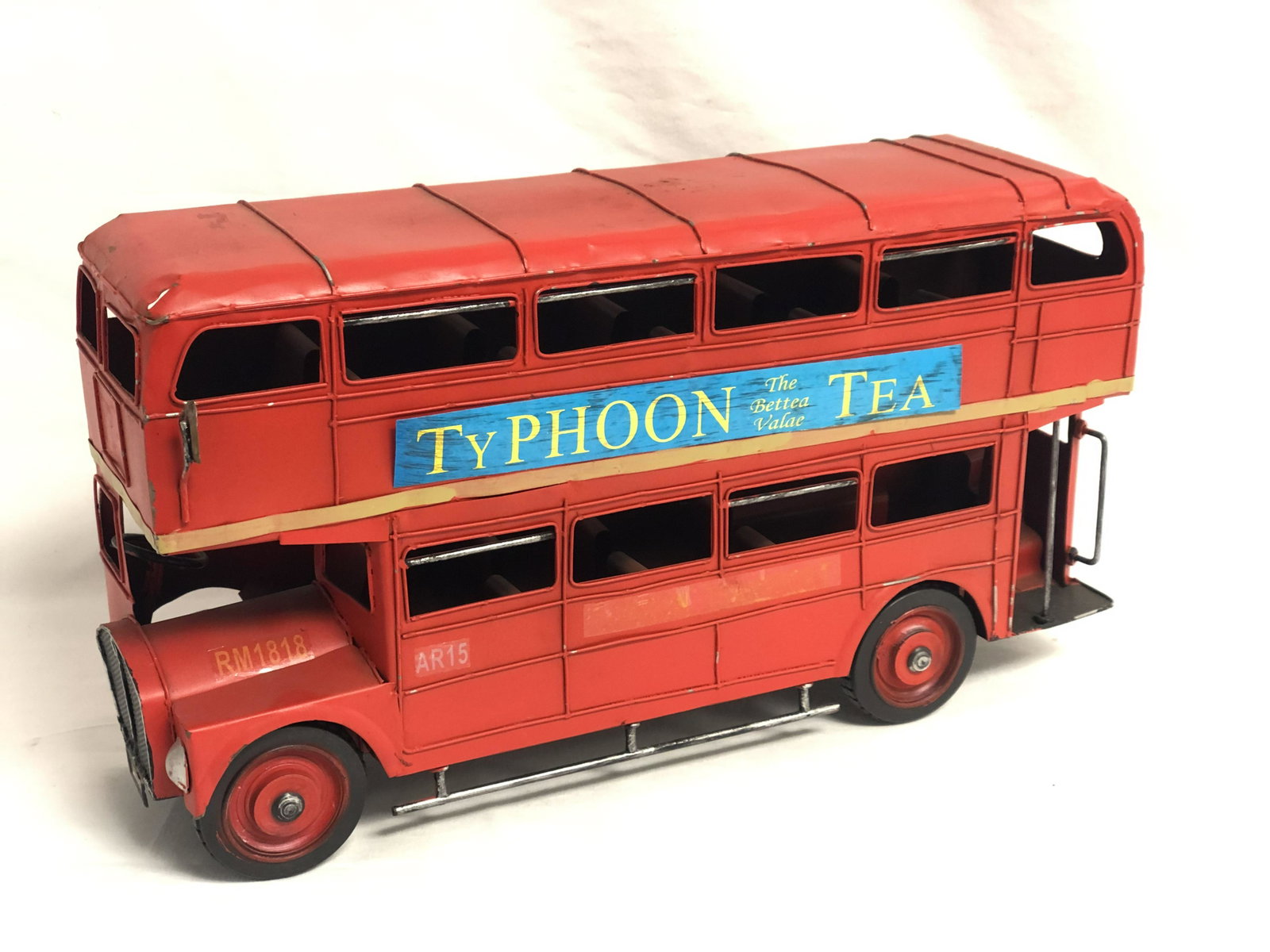 Vintage Tri-Ang Double Decker English Tin Bus - London: Vintage Tri-Ang Double Decker English Tin Bus - London Transport AR15 w/ Advertising