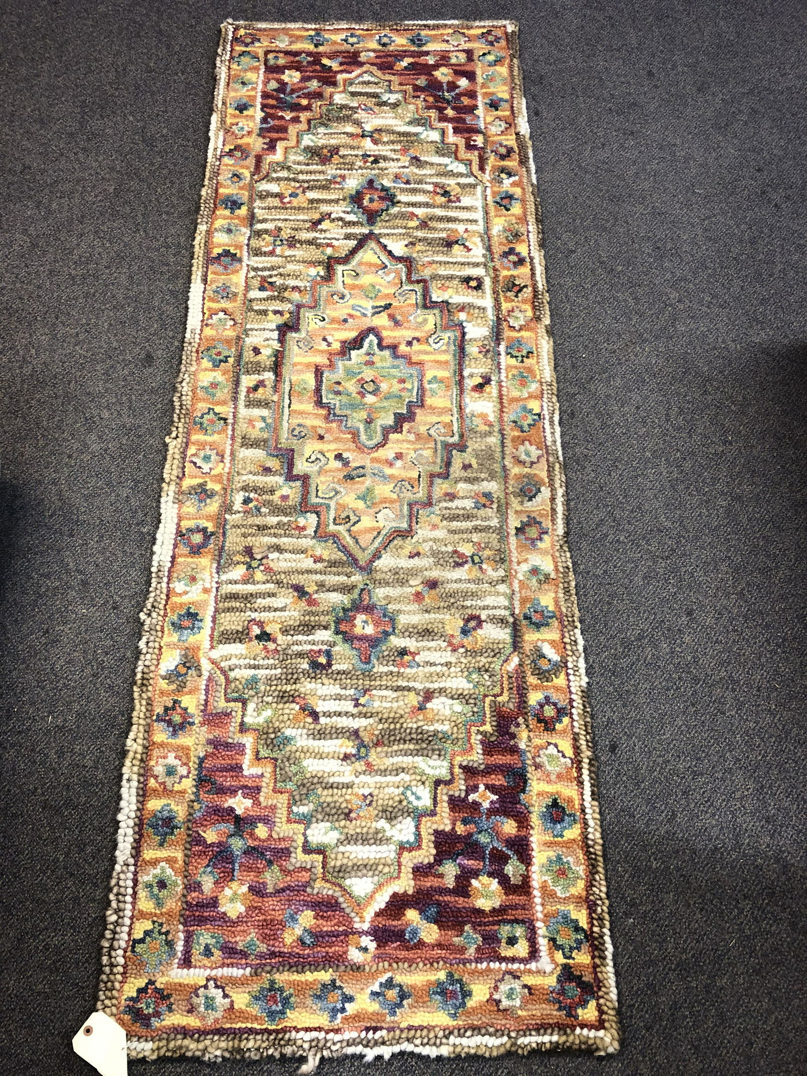 Looped Runner Rug 31'' x 95'' - Maroons, Gold, Yellow,: Looped Runner Rug 31'' x 95'' - Maroons, Gold, Yellow, Green & Cream Colors