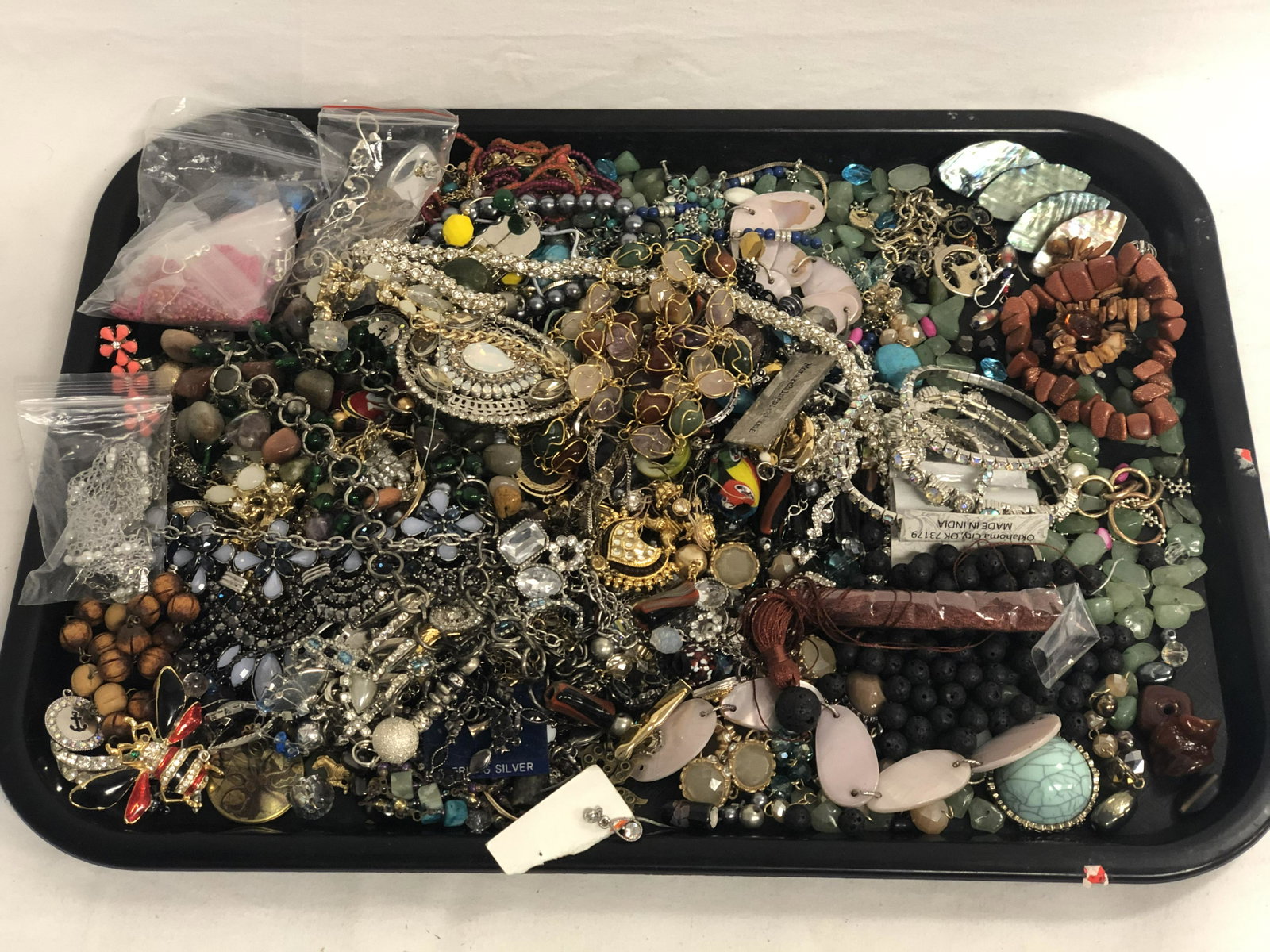 Lot of Asst Costume Jewelry, Necklaces, More -: Lot of Asst Costume Jewelry, Necklaces, More - Rhinestones, Beads, Jadeite & More