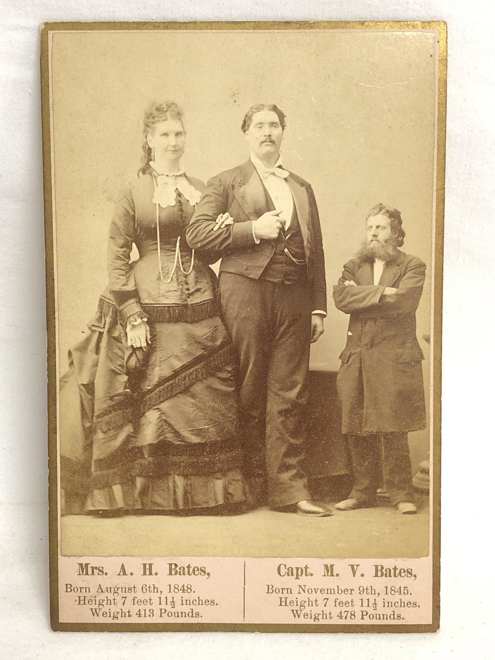 Cabinet Card - Circus Giants Mr & Mrs. Bates - Chas (1 of 2)