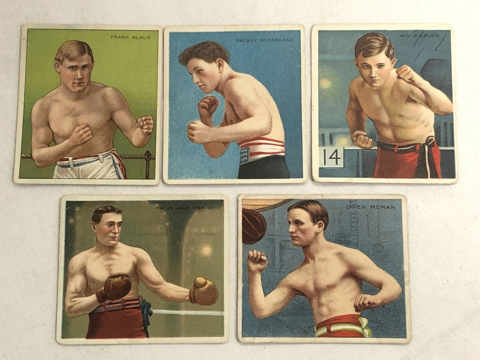 (5)1910 T218 Boxing Cigarette Cards - Frank Klaus, Jack (1 of 2)
