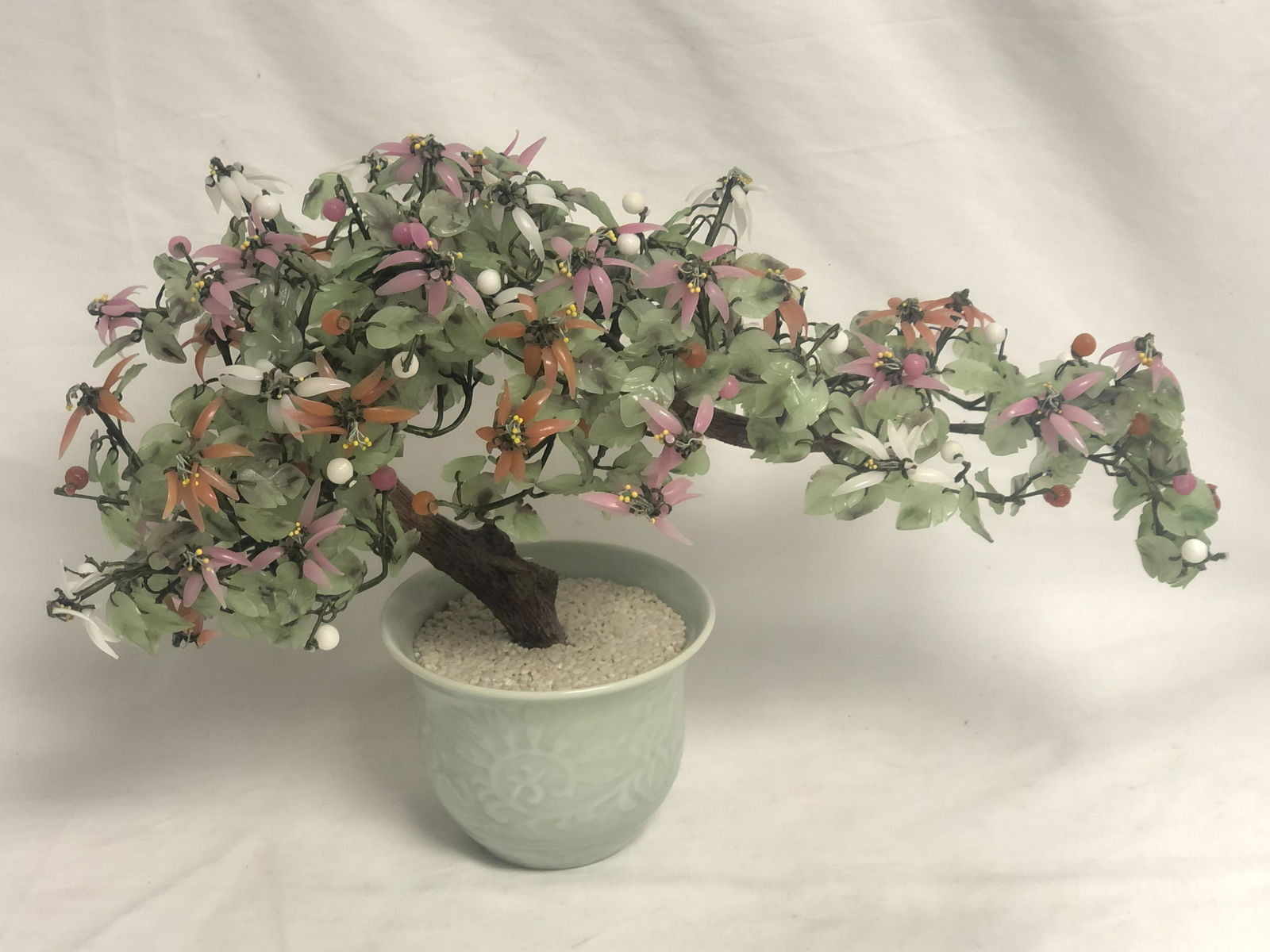 Asian Celedon Vase Glass Tree (1 of 4)