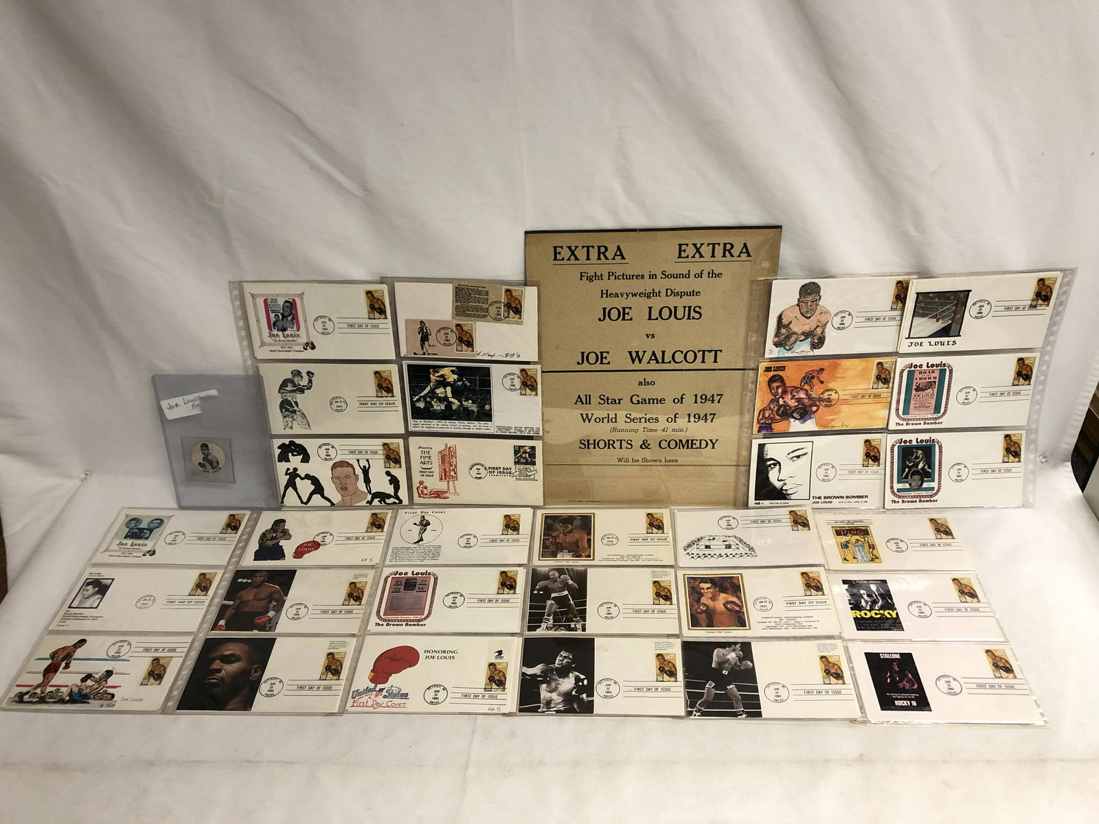 Joe Louis Press Release, Pin, 1st Day Stamps - Bradley (1 of 14)