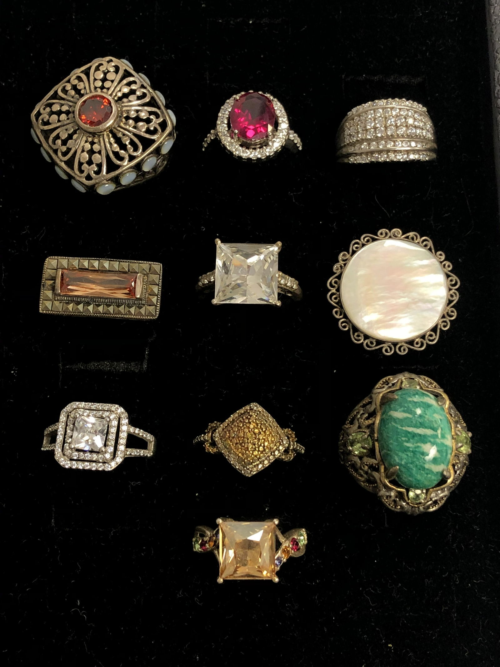 (10)Asst Sterling Silver Rings, Sz 7 / 8 - Various (1 of 5)