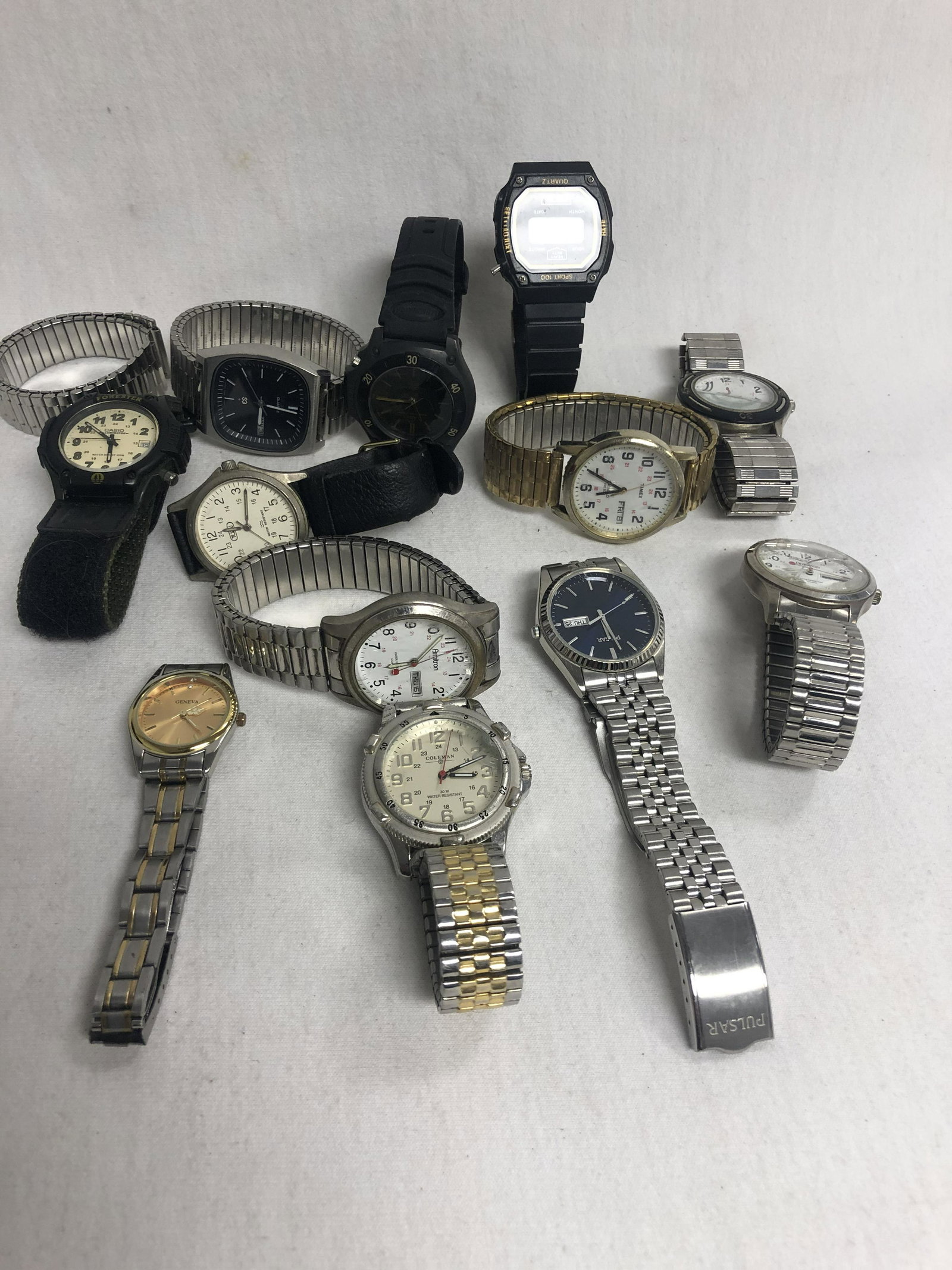(11)Asst Watches, Timex,Seiko & More - Armitron, Casio,: (11)Asst Watches, Timex,Seiko & More - Armitron, Casio, Pulsar, Geneva - All Untested, May Need Batteries - Inspect -