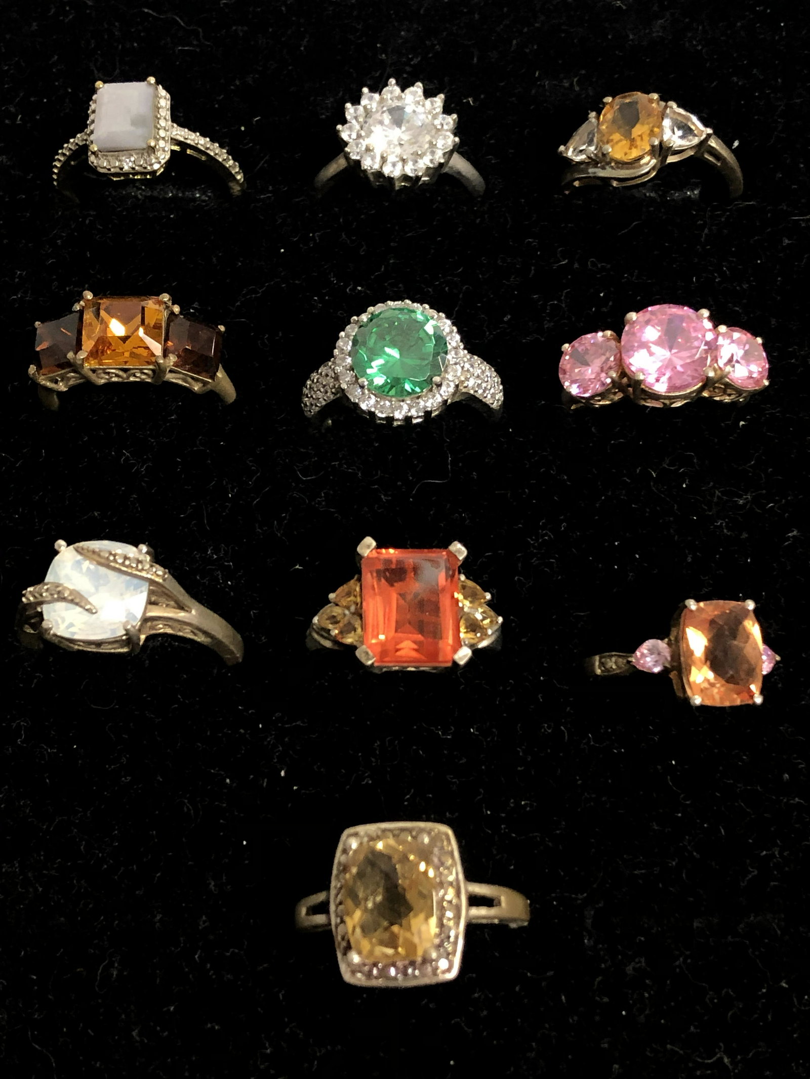 (10)Asst Sterling Silver Rings, Sz 7 / 8  - Spinel, (1 of 3)