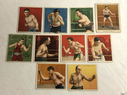 (10)1910 T218 Boxing Cigarette Cards - Hassan & Mecca: (10)1910 T218 Boxing Cigarette Cards - Hassan & Mecca Brand, Young Corbett, Abe Attell, James Barry, Ad Wolgast, Frankie Neil & More