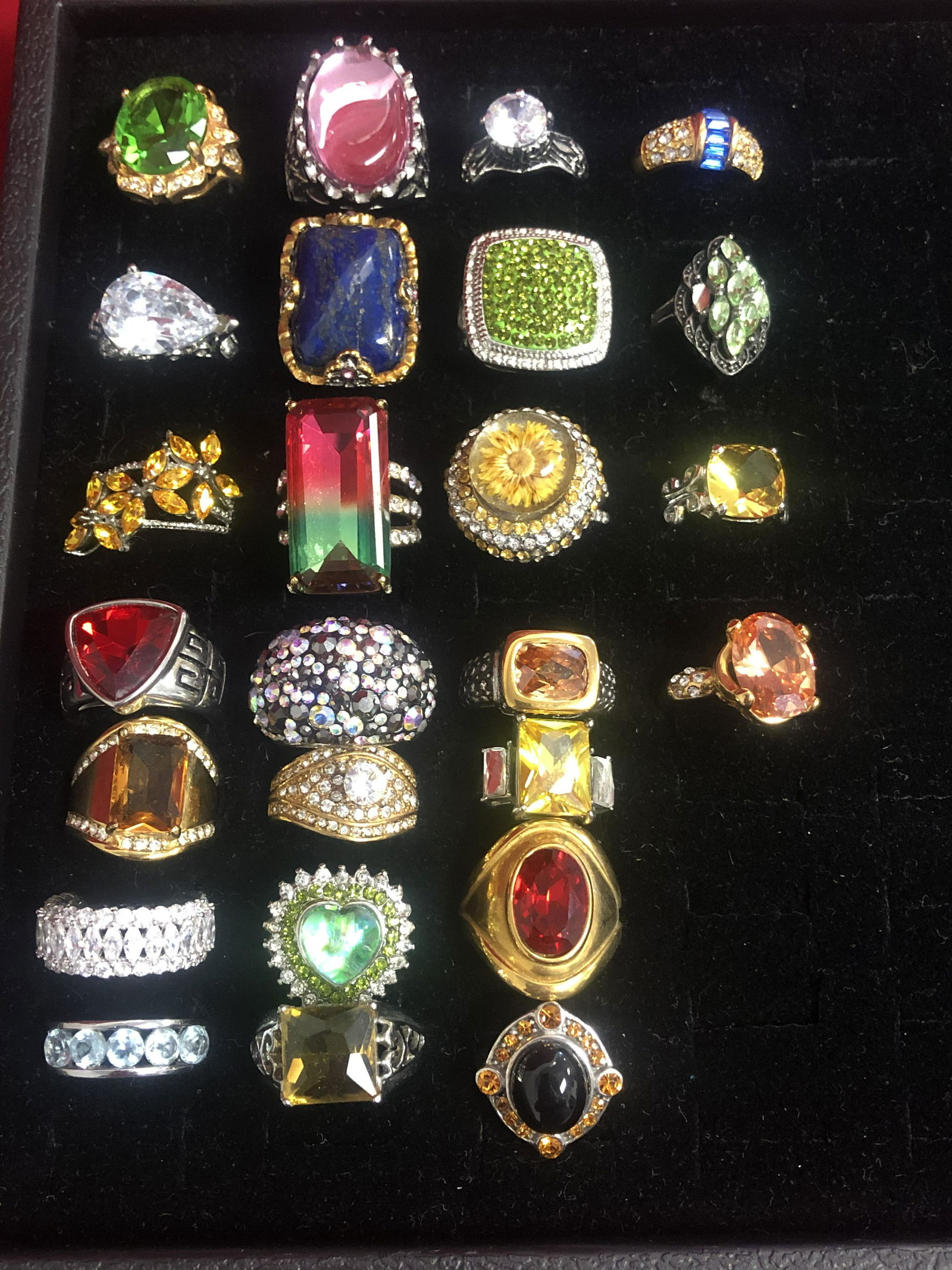 (25)Asst Costume Rings w/ Various Stones - Sz 7 / 8 , (1 of 4)