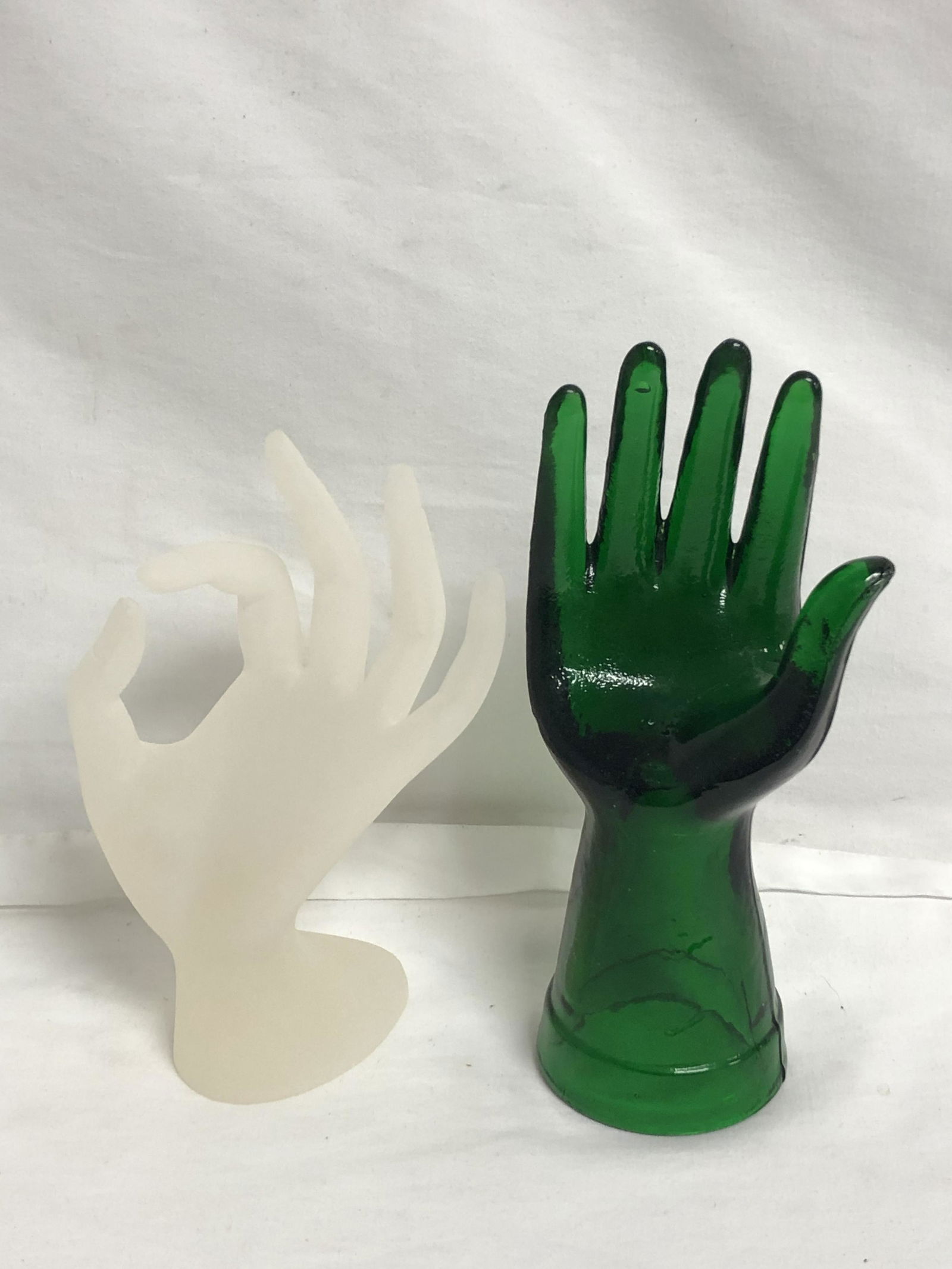 Pr Glass Hand Ring Holders / Display - 7'' Tall & 7.5'' (1 of 3)