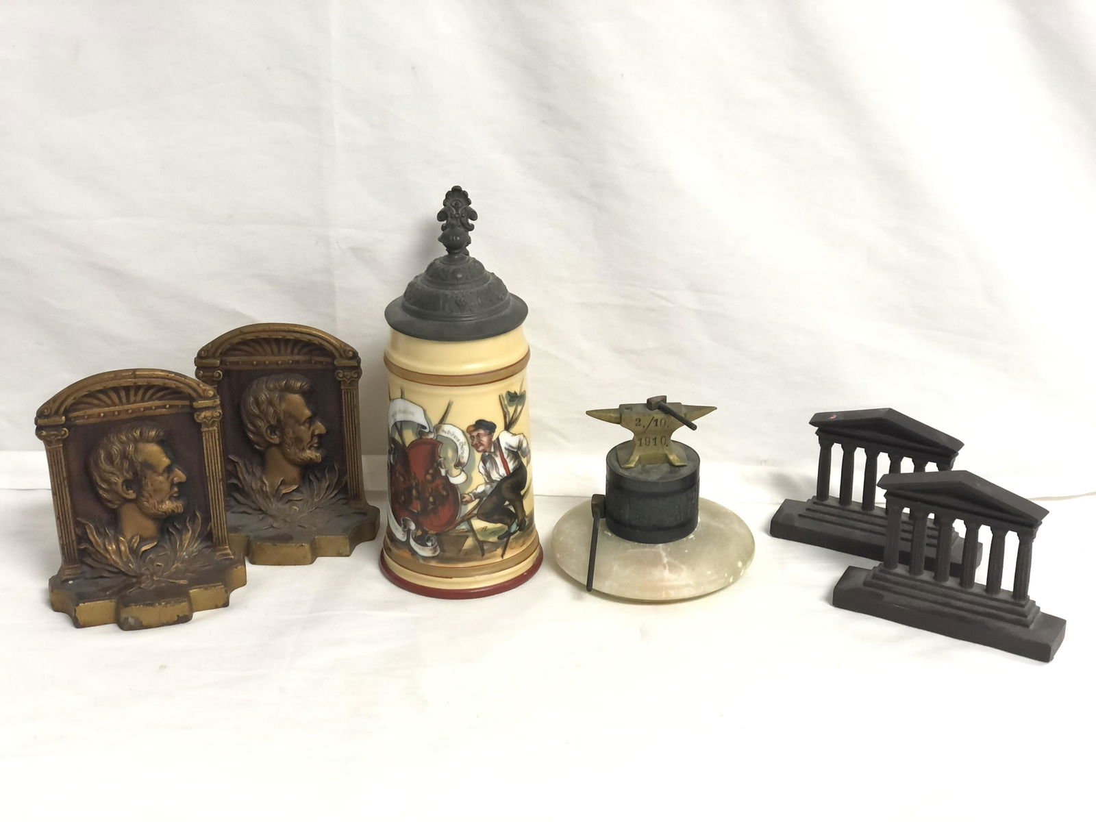 Asst Tray Lot - Bradley & Hubbard Bookend, More - Atq (1 of 8)