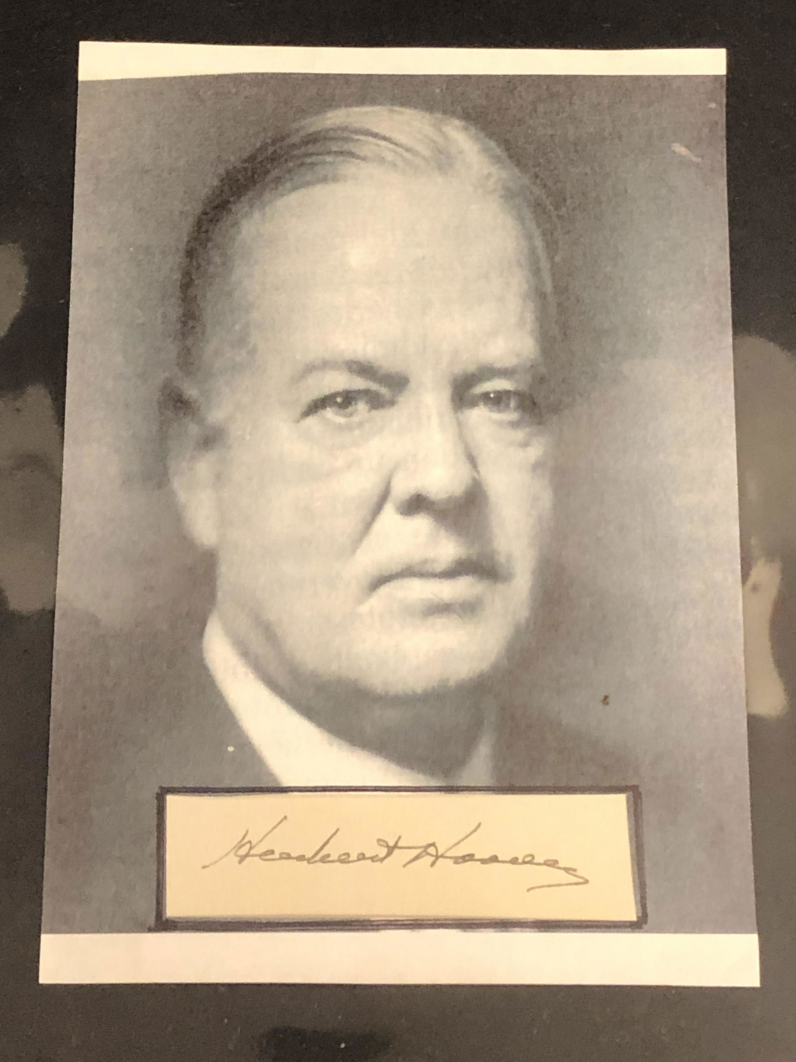 Signed Herbert Hoover Paper w/ Photo (1 of 2)