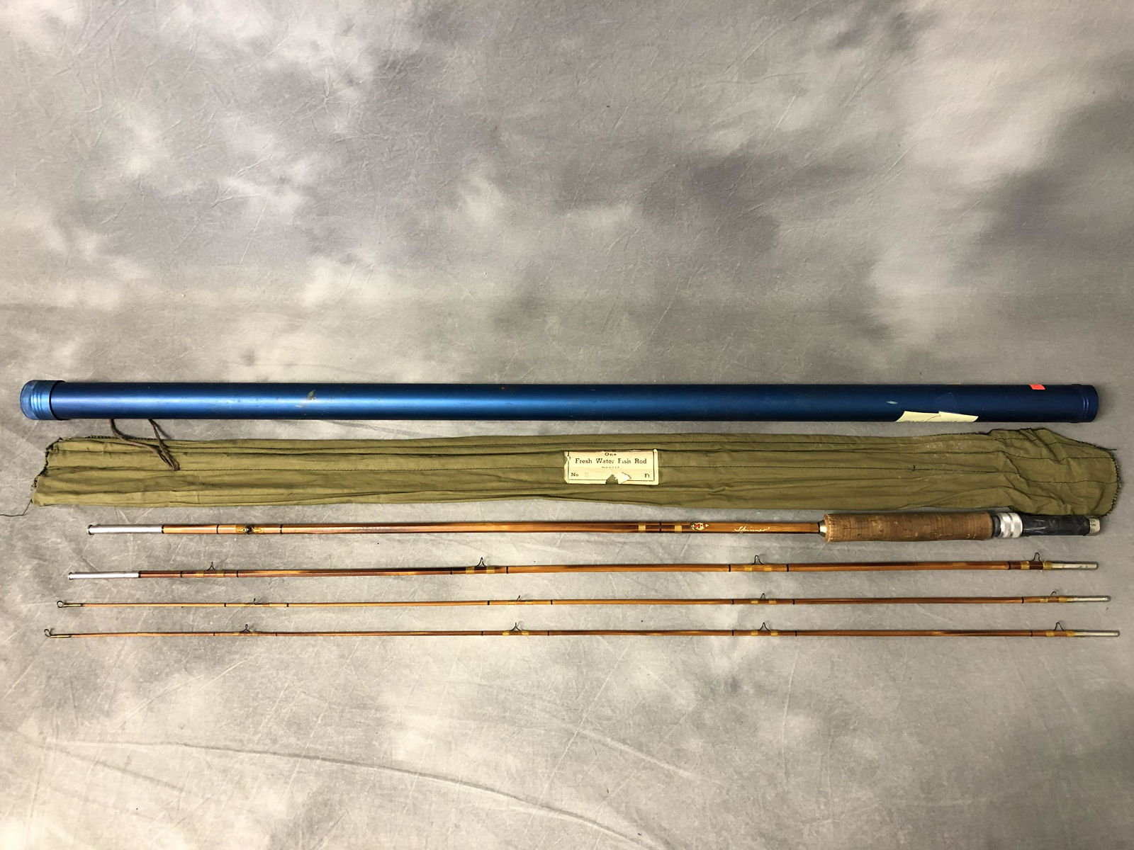 Vtg 4pc Horrocks Ibbotson Bamboo Spinning Rod - 9' Rod, (1 of 7)