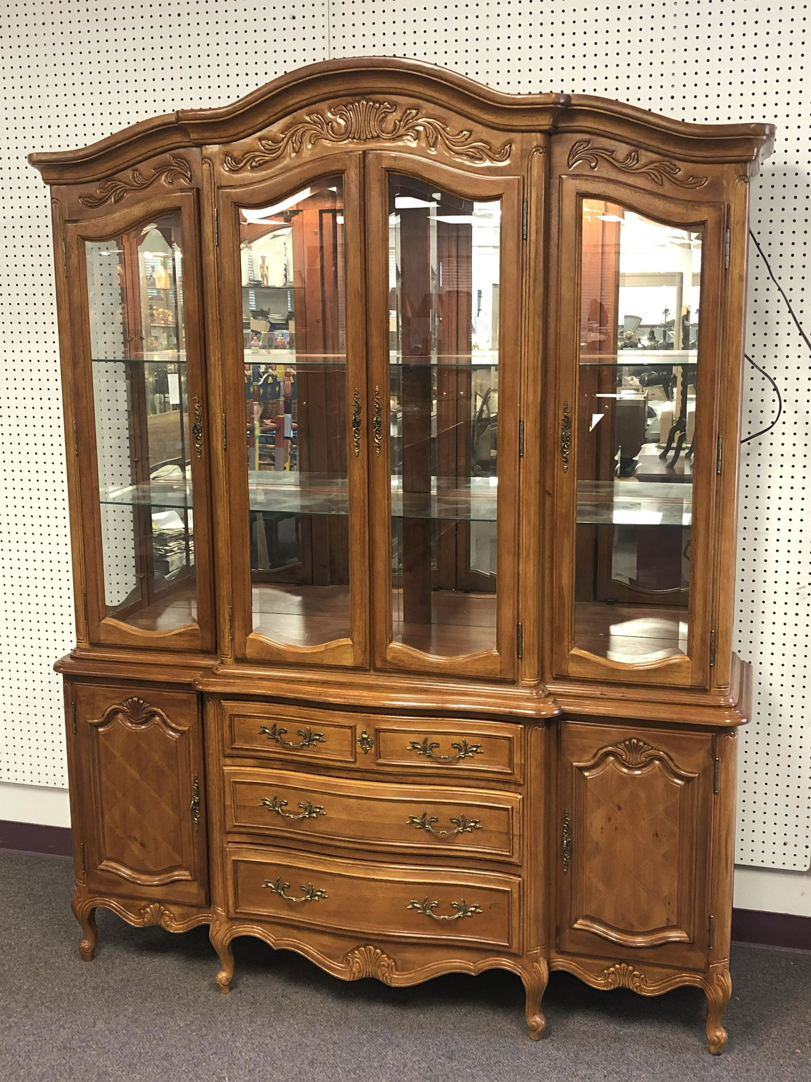 Lighted Display Hutch w/ Mirrored Back - Beveled Glass (1 of 6)