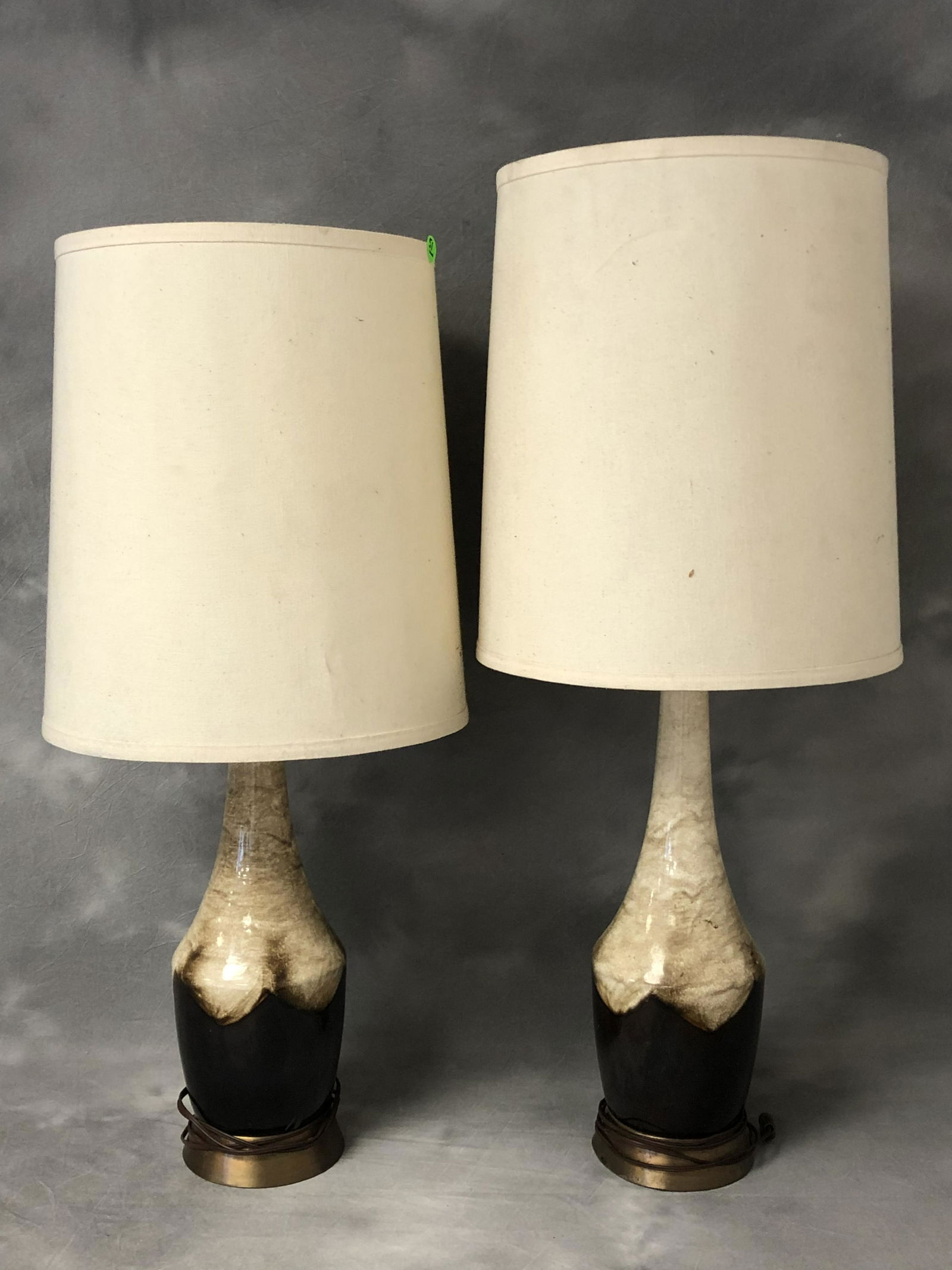 Pr MCM Pottery Lamps, 20'' Lamp - w/ Shade 36'' Tall (1 of 4)