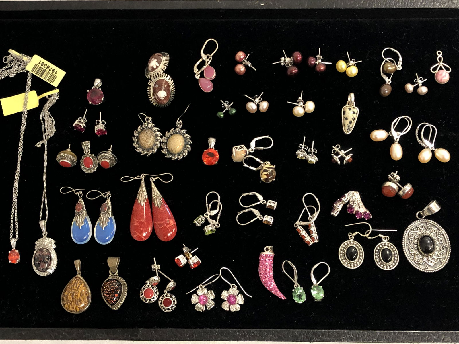 Asst Sterling Pendants & Earrings - Various Stones, (1 of 9)