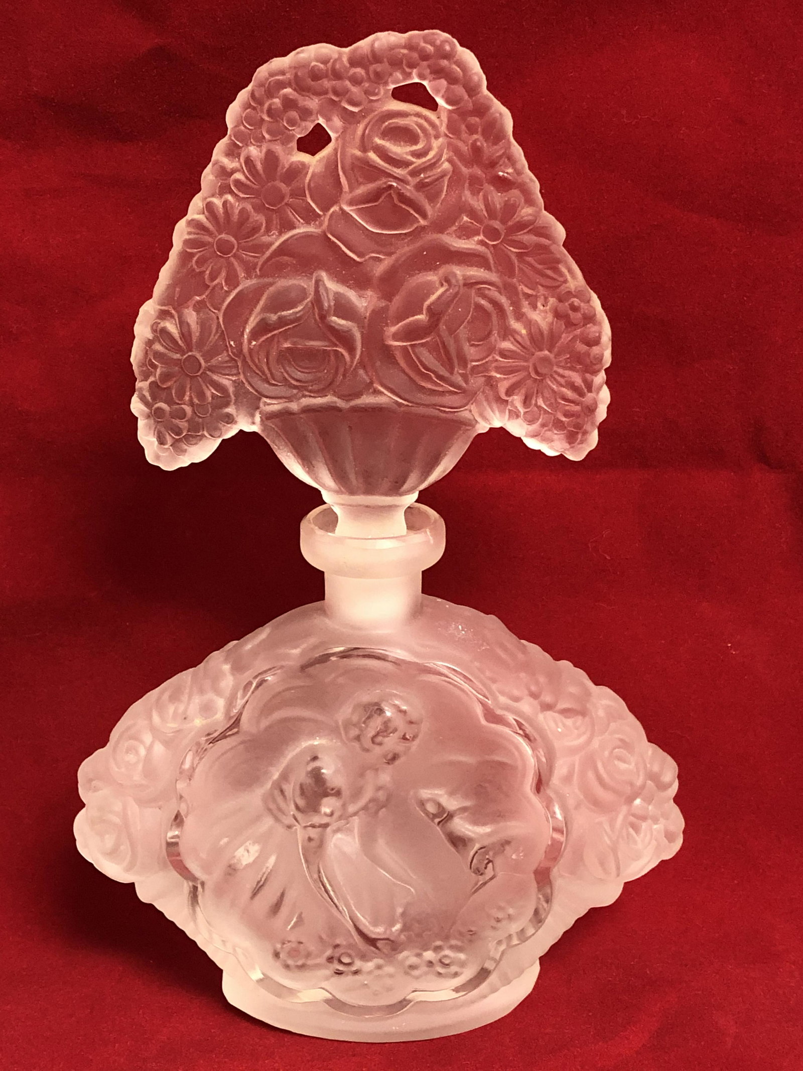 8'' Tall Czech Glass Pictorial Perfume Bottle: 8'' Tall Czech Glass Pictorial Perfume Bottle