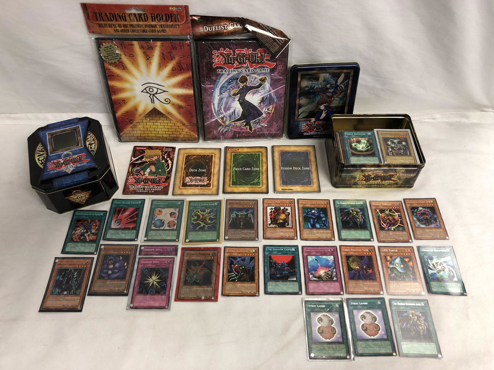 Asst 1996 Yu-Gi-Oh Trading Cards - Hologram, Commons,: Asst 1996 Yu-Gi-Oh Trading Cards - Hologram, Commons, Rares,(2)Card Albums & (2)Tins