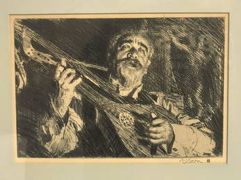 (1860-1920)Anders Zorn Etching ''Vicke'' - Framed