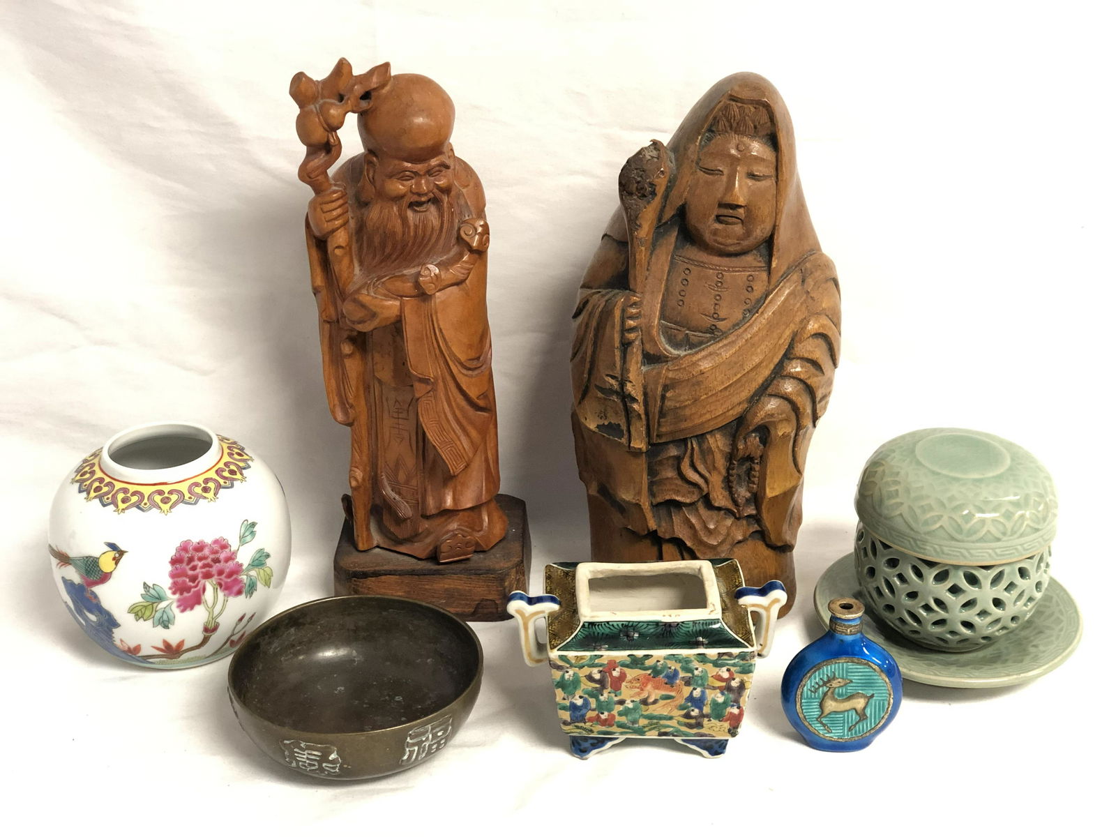 Asian/ Chinese Carved Buddhas, Porcelain - Celedon (1 of 17)