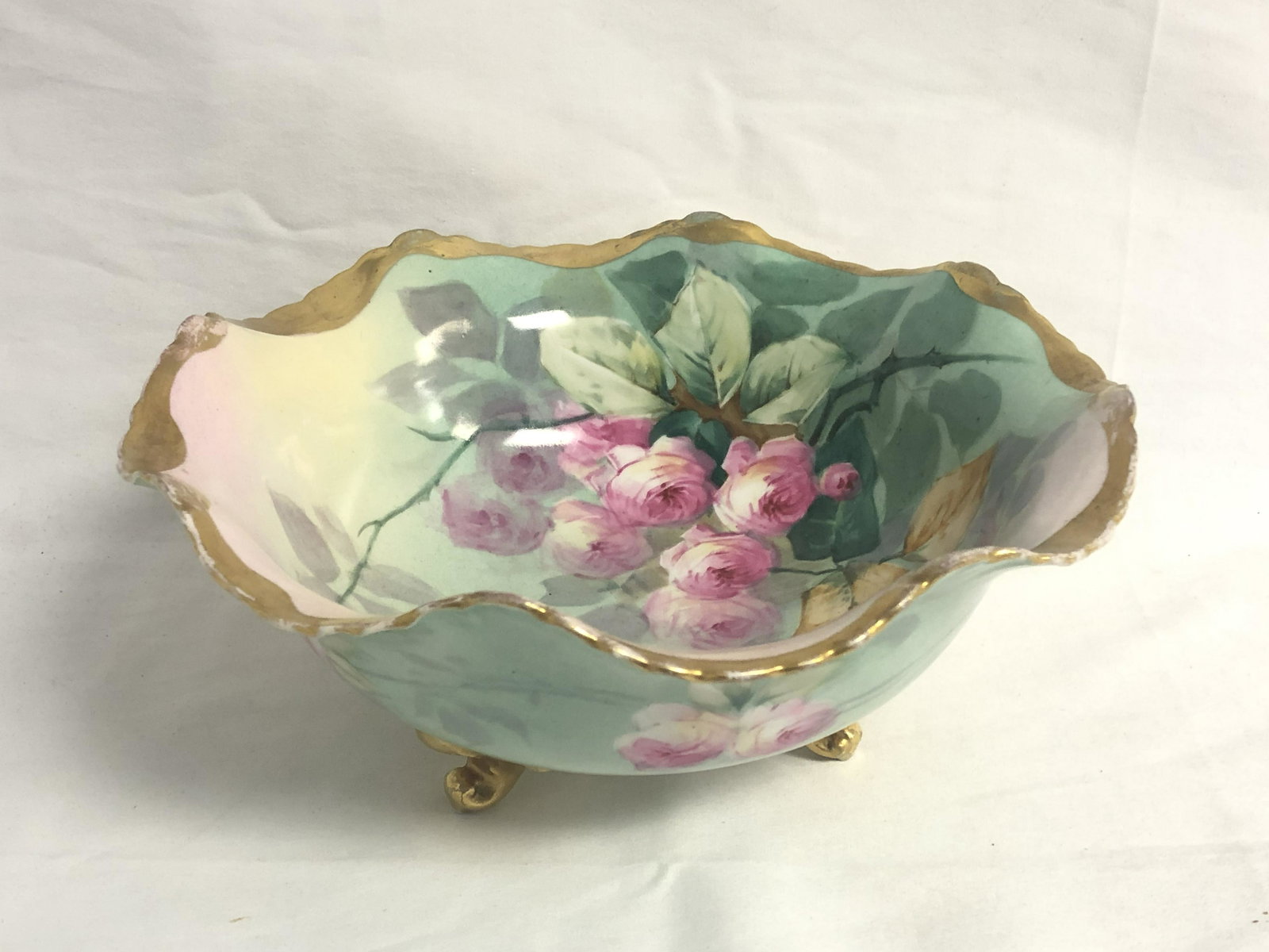 Signed Handpainted Limoges Bowl, A.Roussau - Some wear (1 of 5)