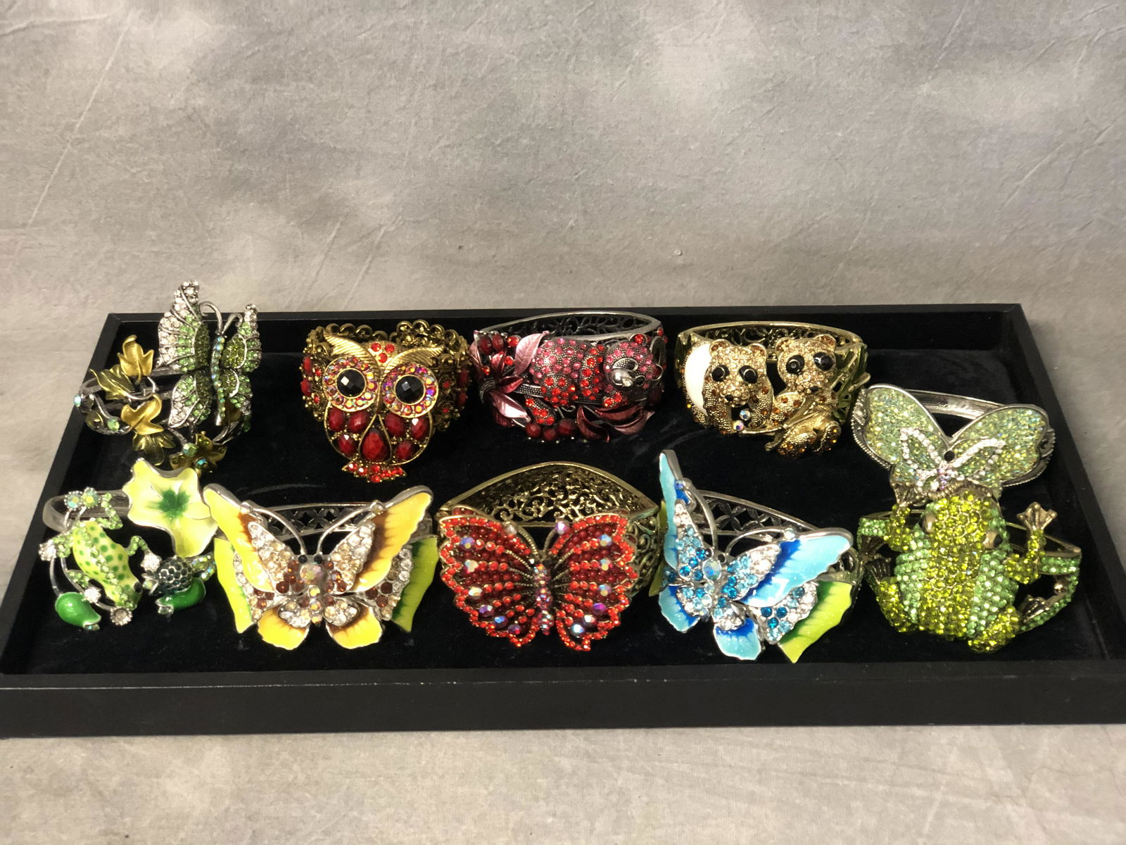 (10)Asst Rhinestone / Gemstone Clamper Bracelets - (1 of 4)