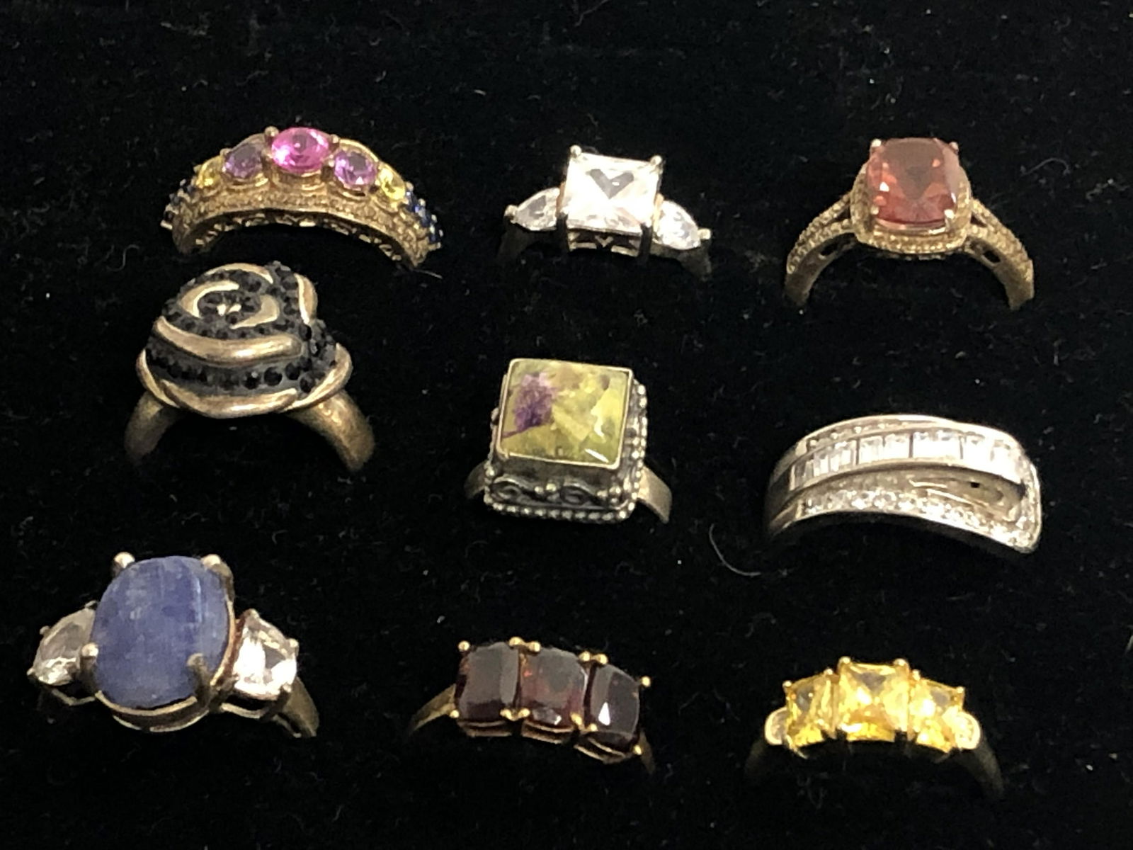 (9)Sterling Silver Rings w/ Asst Stones - Sz 7/8 , (1 of 3)