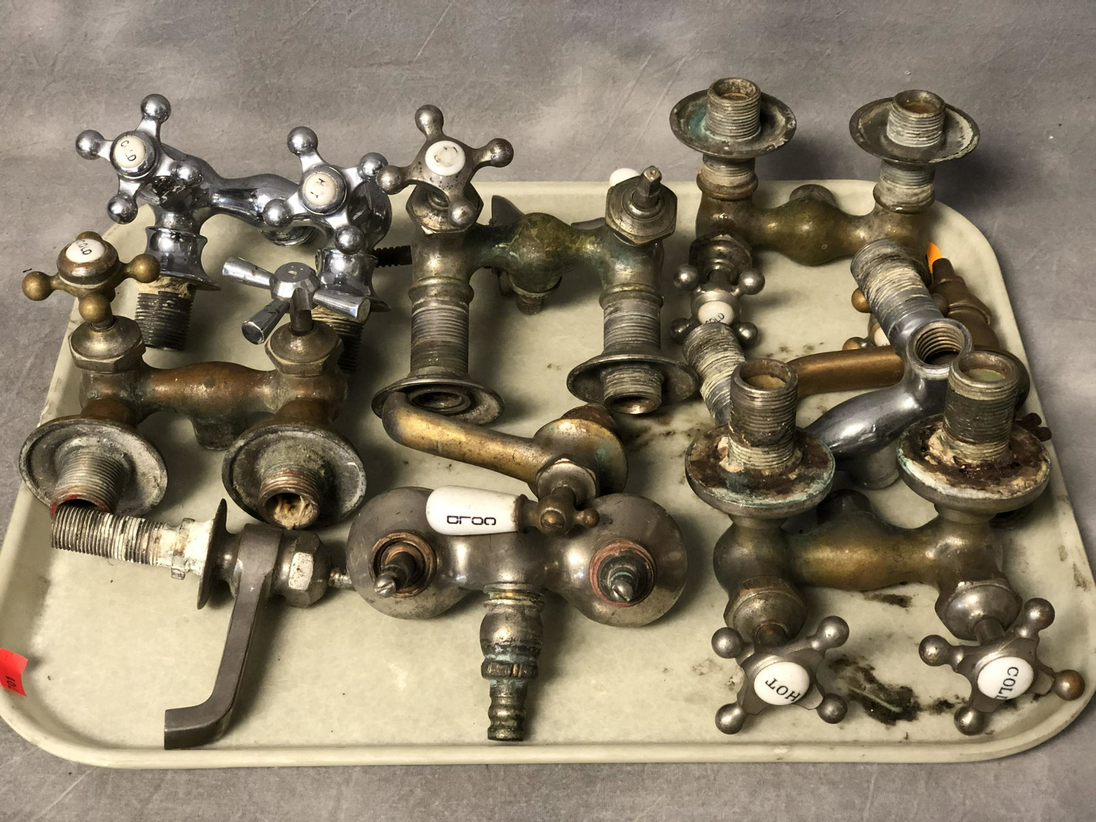 Vintage Faucet Knobs, Some Porcelain - (9)Knobs,: Vintage Faucet Knobs, Some Porcelain - (9)Knobs, (2)Faucets