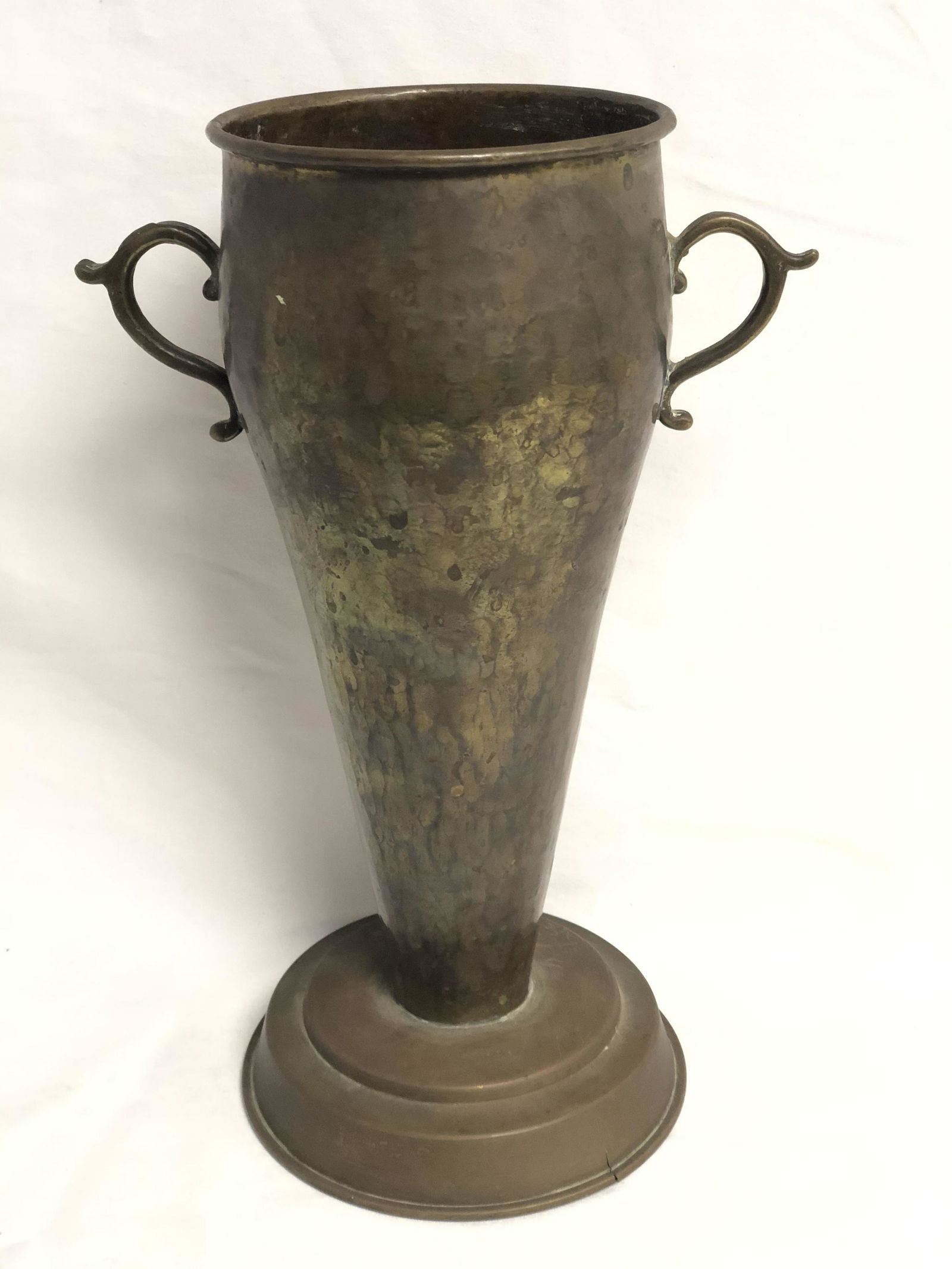 12'' Tall Hand Hammered Copper Handled Vase (1 of 5)