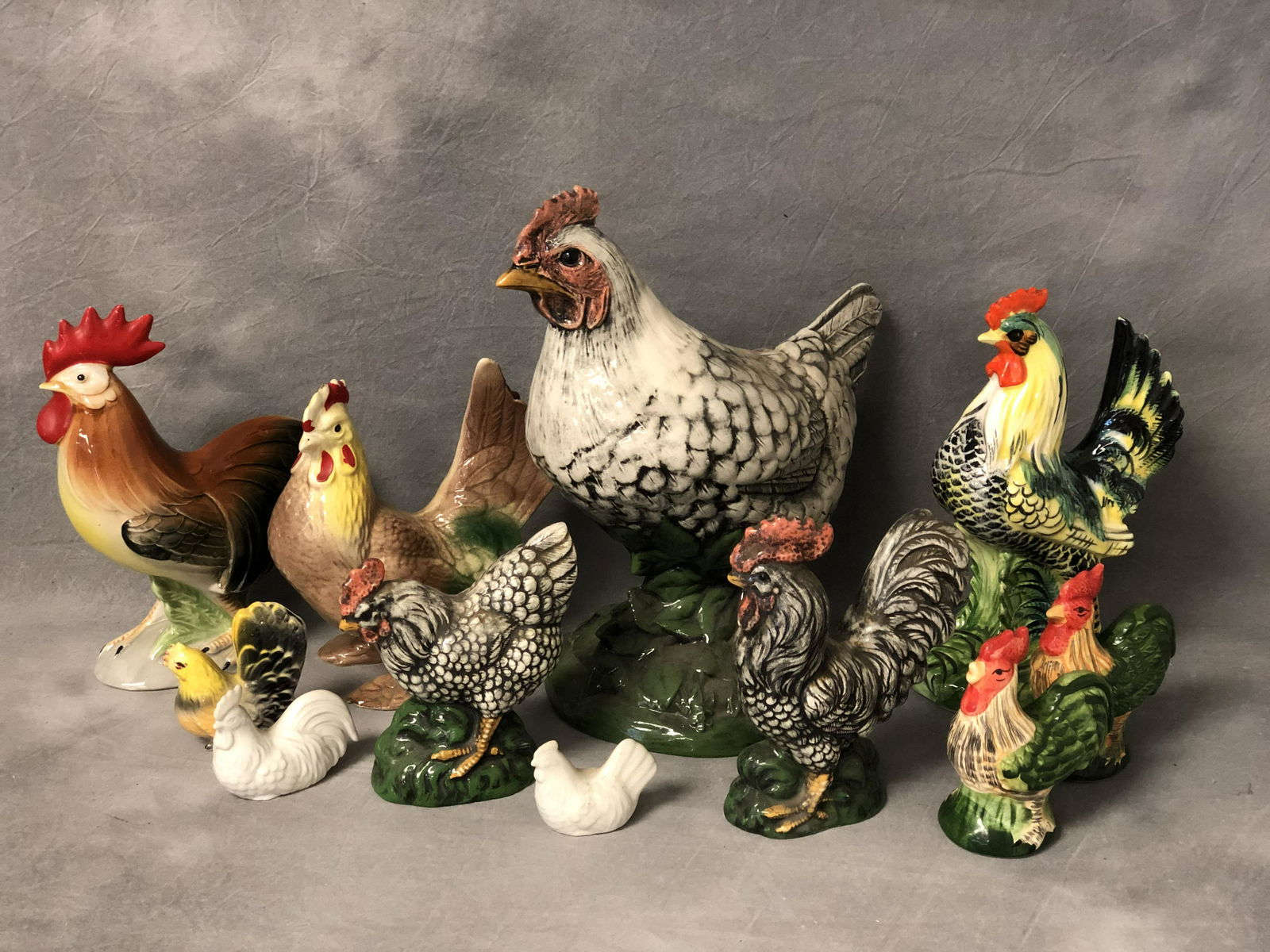 Lot of Porcelain Roosters / Hens - Various Sizes - (1 of 8)