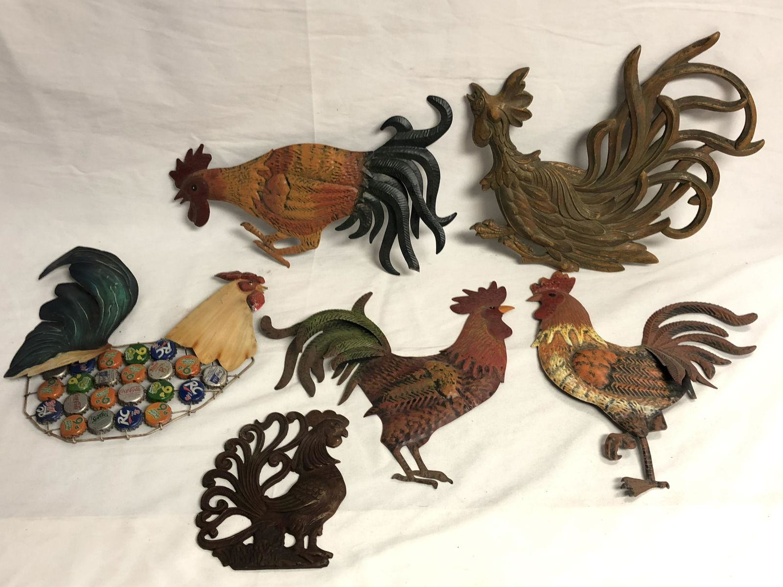 Asst Tin & Metal Rooster / Hen Decor - Various Sizes, (1 of 6)