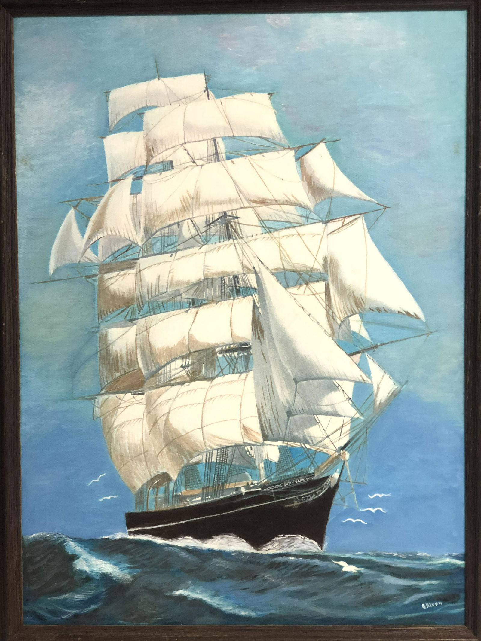 Signed ''Grison'' Oil on Canvas 'Clipper Ship' - Framed (1 of 4)