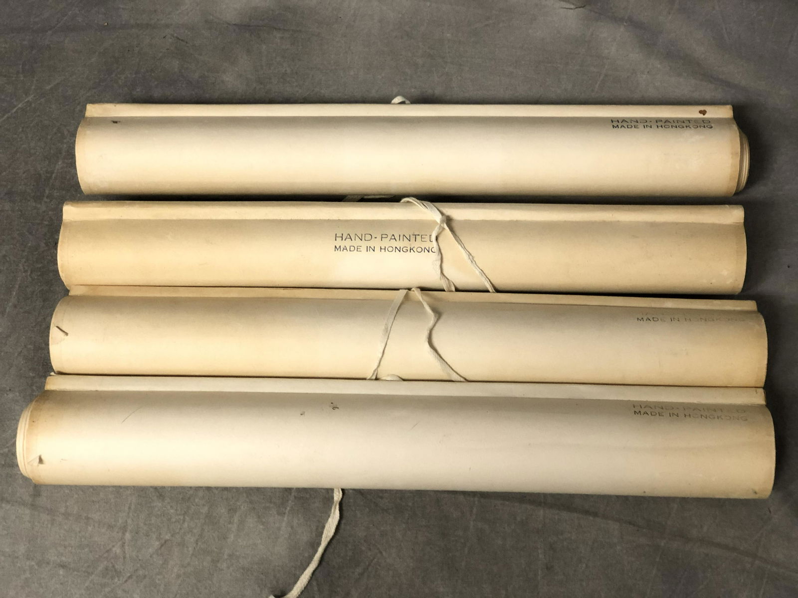 (4)Handpainted Chinese Scrolls - Hummingbirds,: (4)Handpainted Chinese Scrolls - Hummingbirds, Vegetables, Butterflies, Birds w/ Flowers