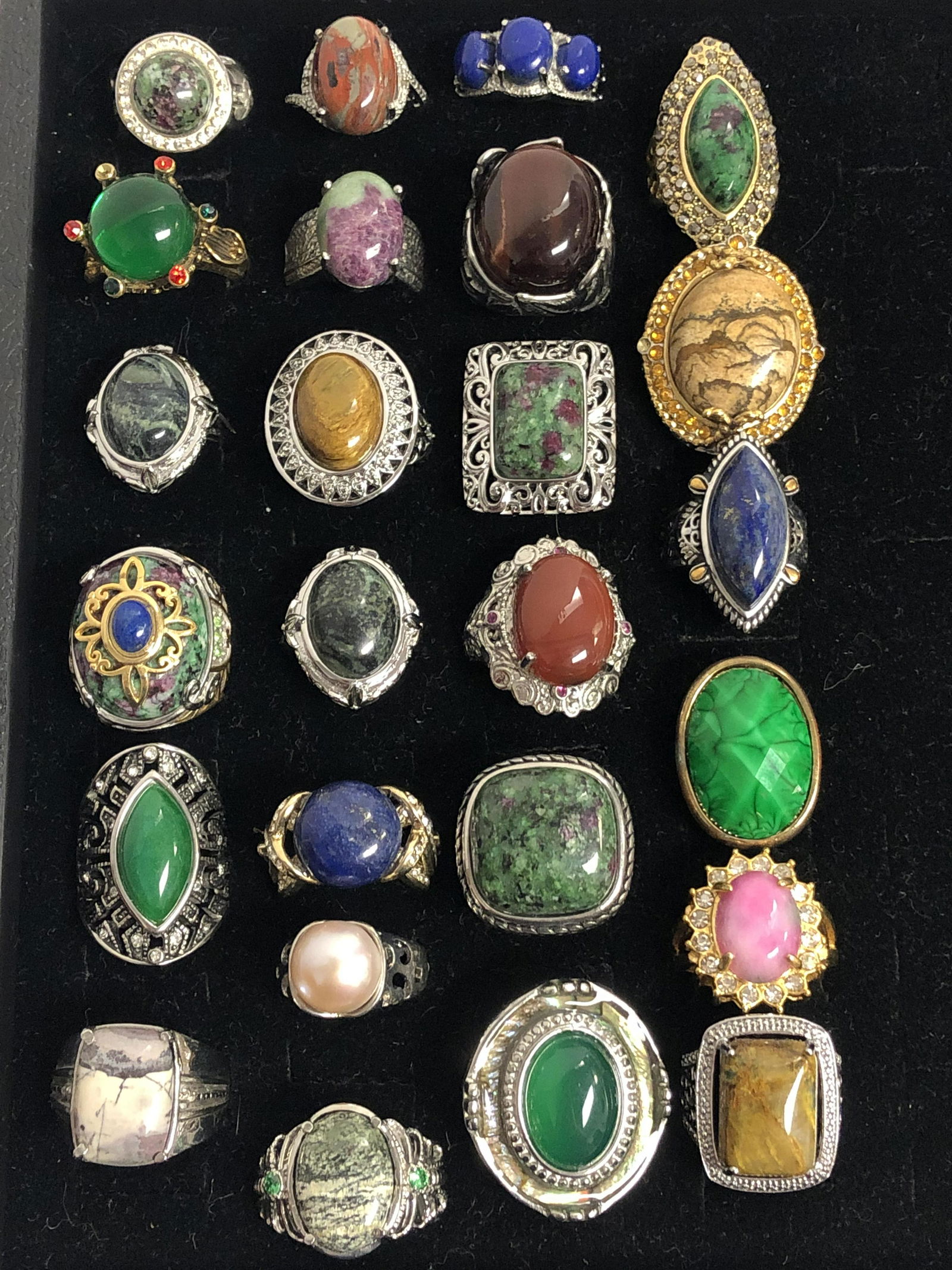 (25)Asst Costume Rings, Sz 7 / 8 - Various Stones, (1 of 5)