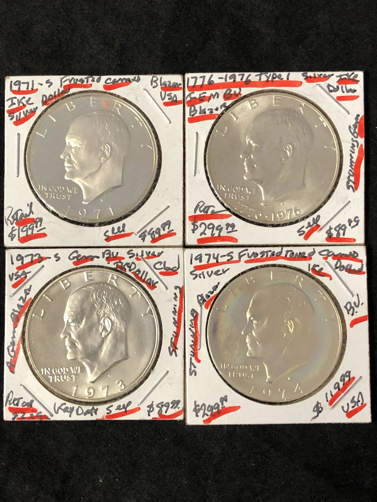 (4)1970s Eisenhower Silver Dollars, 'S' Mint (1 of 9)