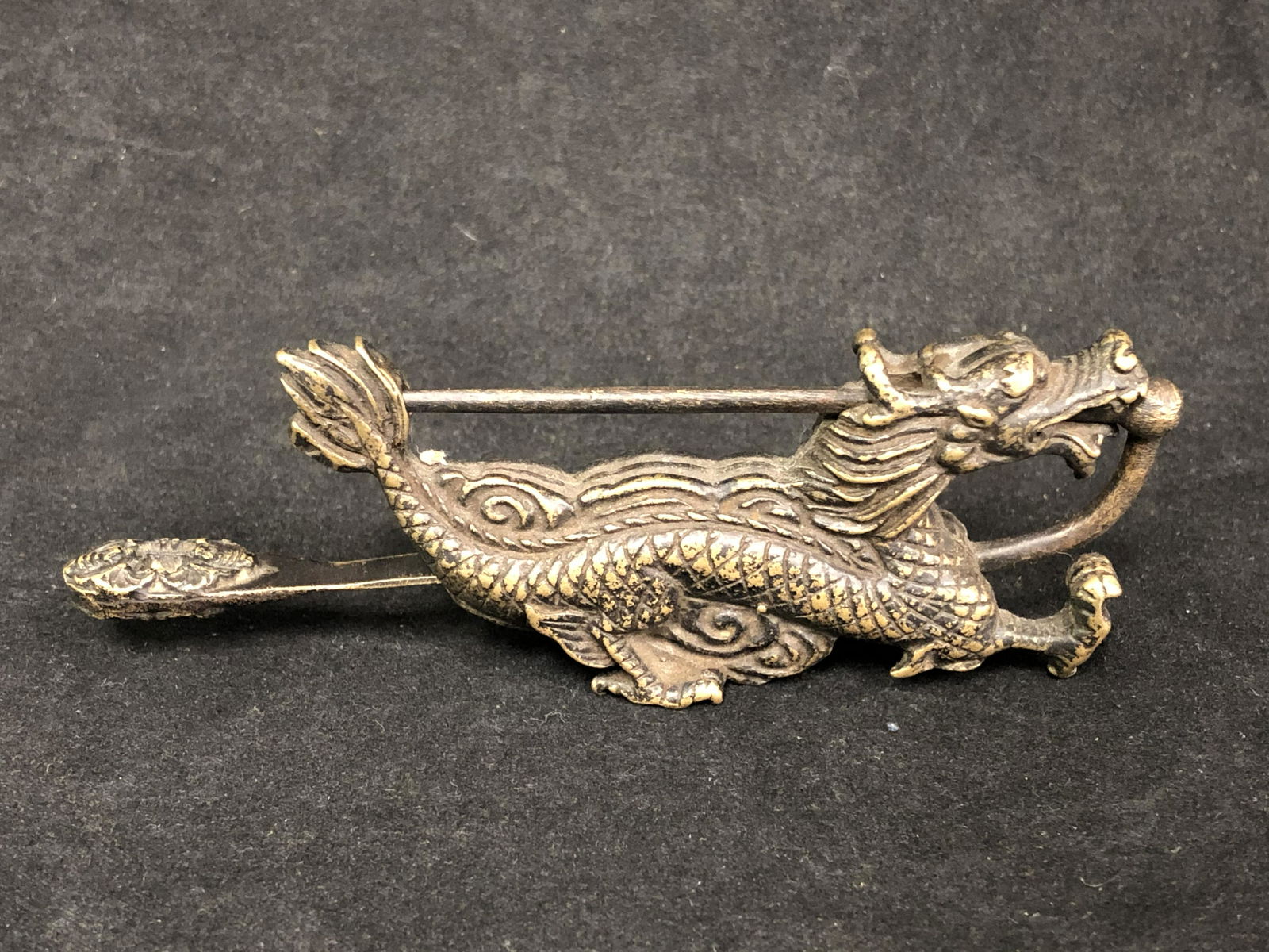 Antique Chinese Dragon Bronze Lock -  w/ Key, 4.5'' (1 of 5)