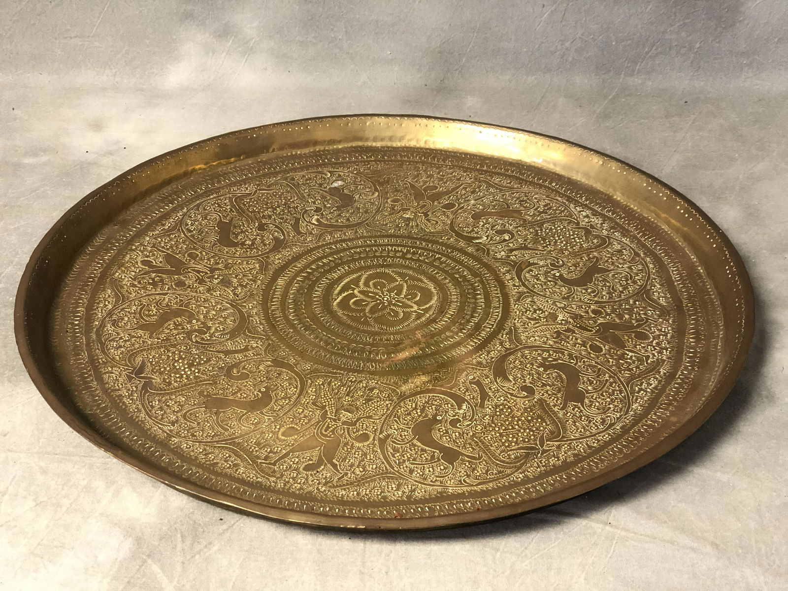 Brass, Etched MiddleEastern Tray, 19'' x 3'' (1 of 5)