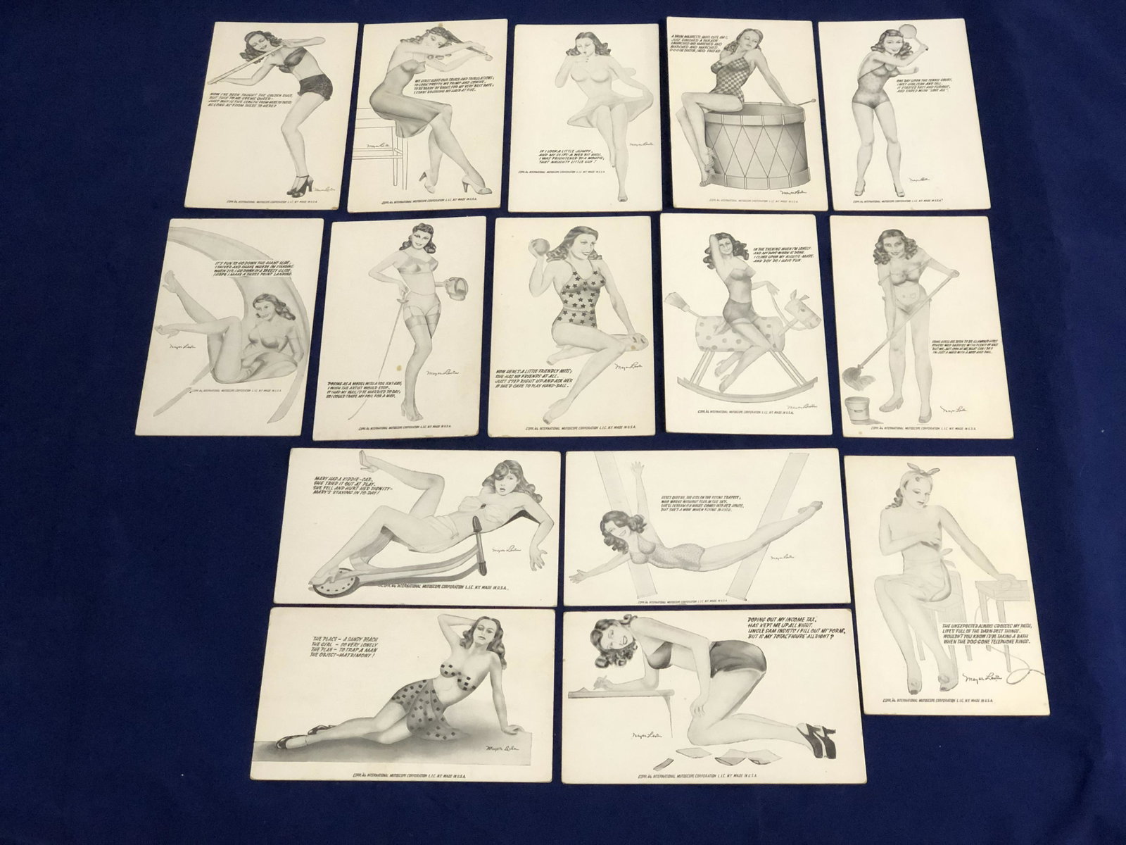 (16)Vtg Meyer Levin Pin-Up Girl Card Stock - 3.25'' x: (16)Vtg Meyer Levin Pin-Up Girl Card Stock - 3.25'' x 5.25''