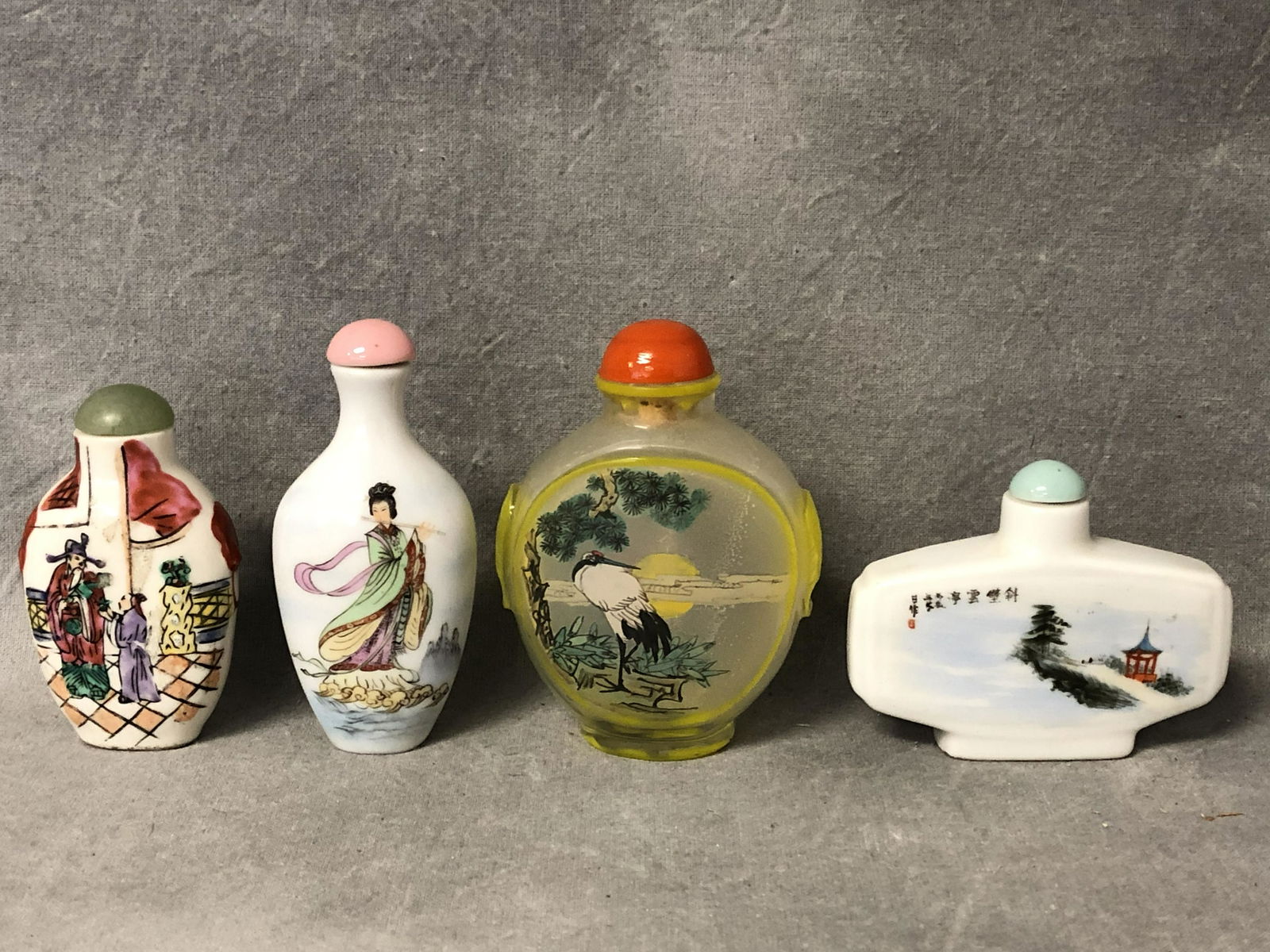(4)Asst Chinese Snuff Bottles - 3'' & 2.5'' Tall (1 of 13)